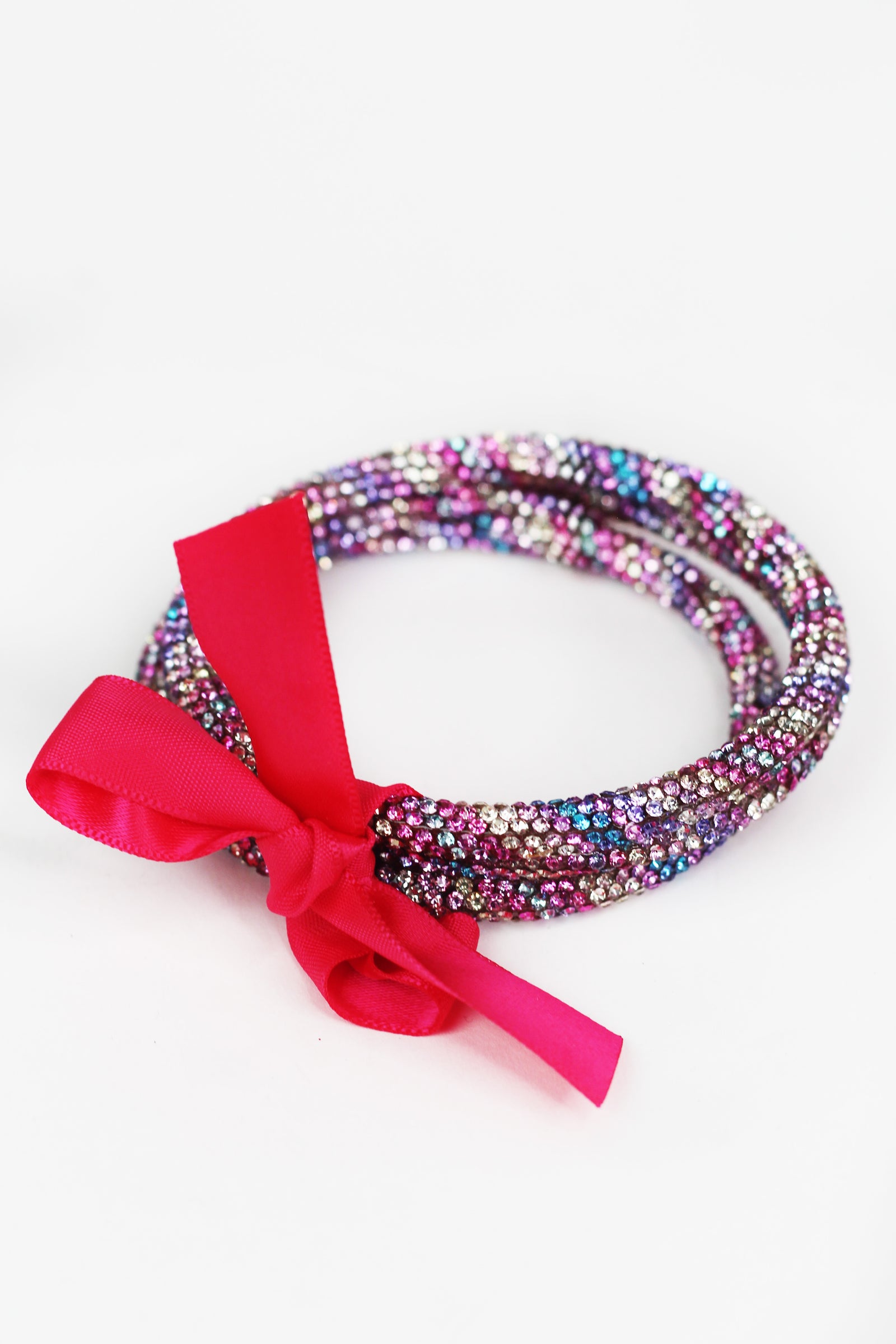 3 All Rhinestone Bangle Bow Bracelet