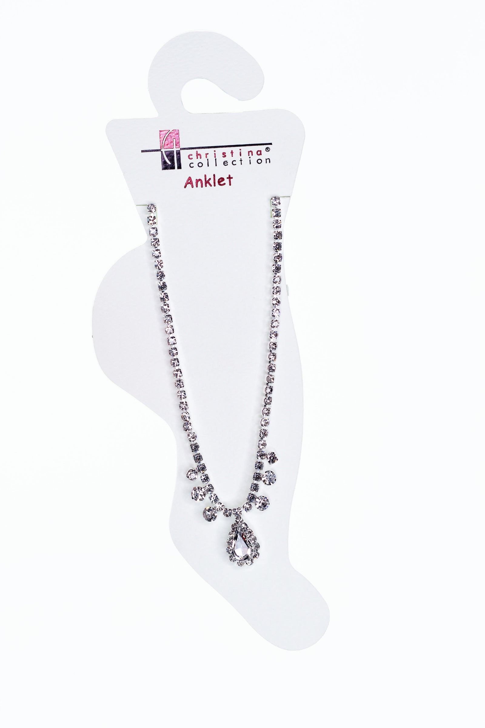 Rhinestone Teardrop Anklet