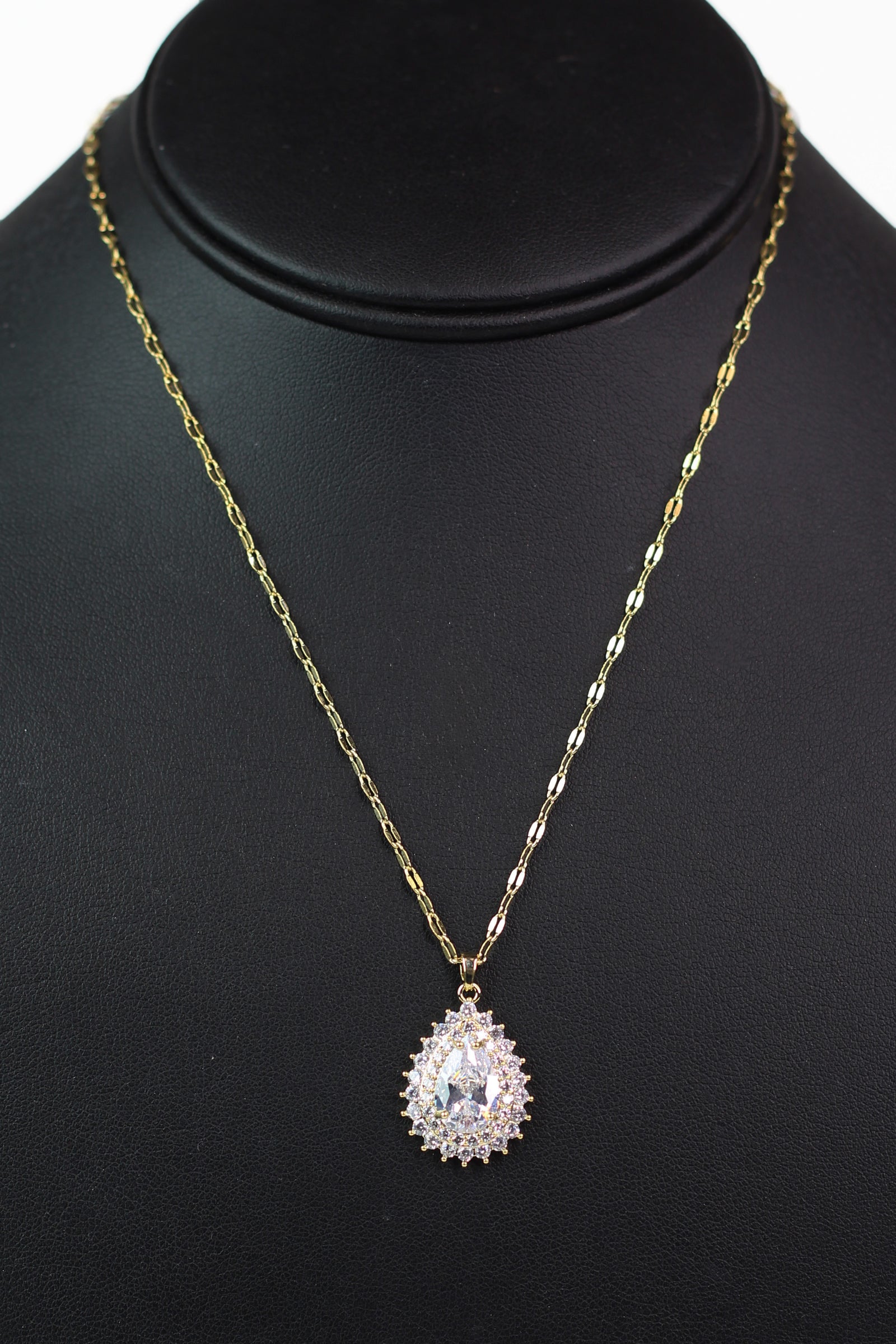 Two Row Trim Teardrop Pendant Necklace