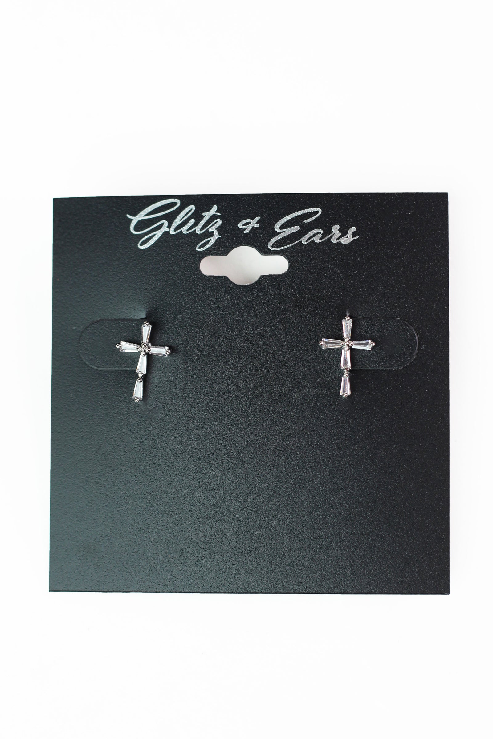 Thin Baguette Cross Small Stud