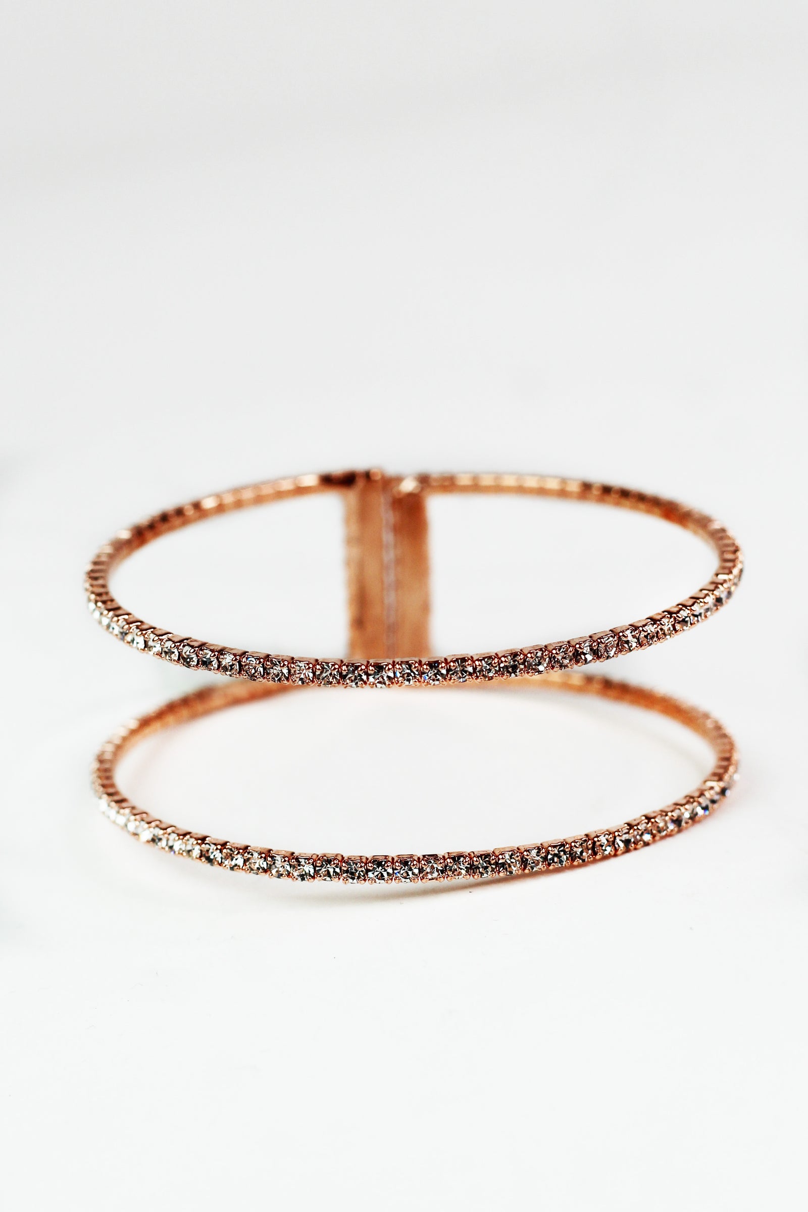 Spaced Two Row Rhinestone Cuff