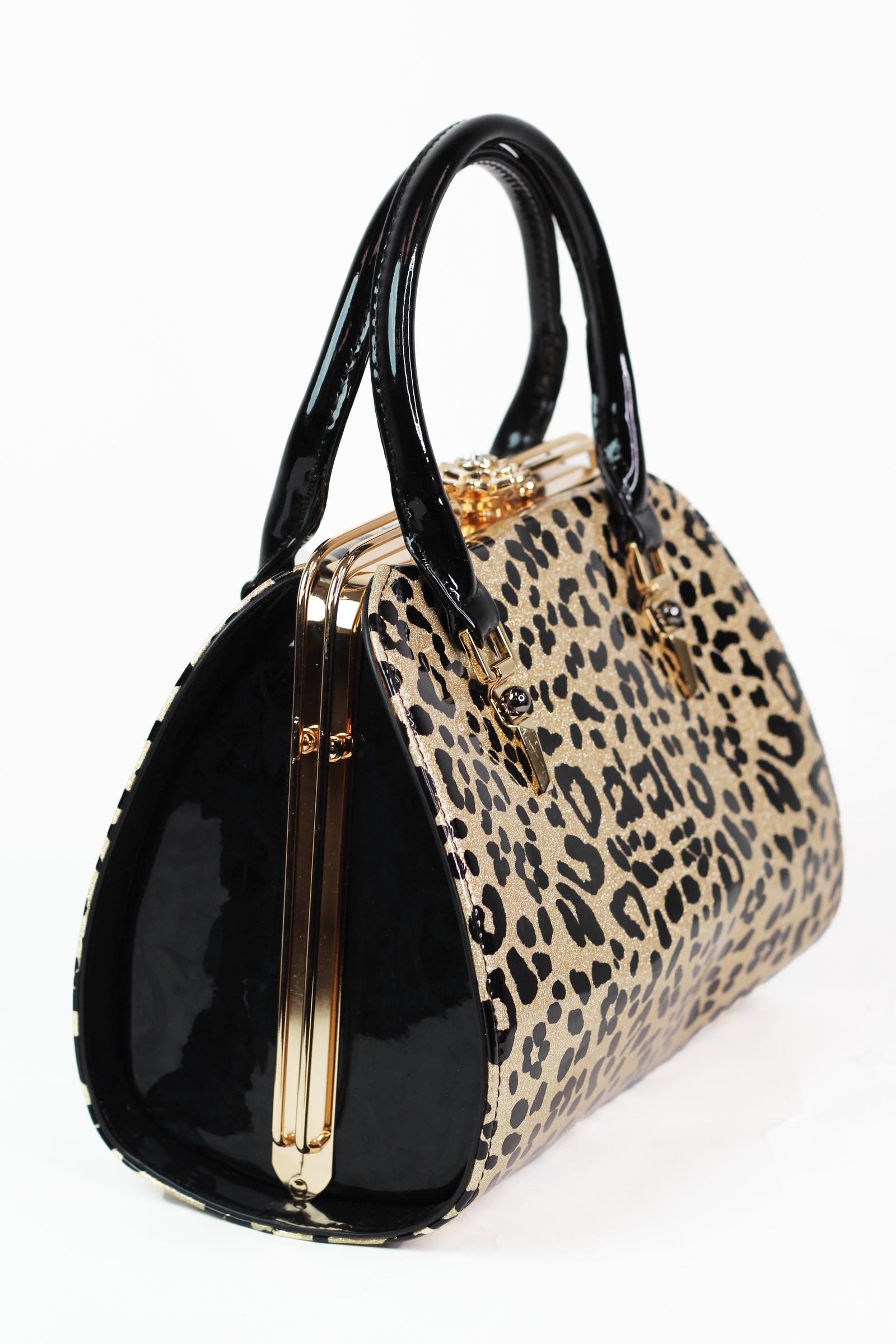 Shimmery Leopard Print Pocketbook w/ Flower Closure