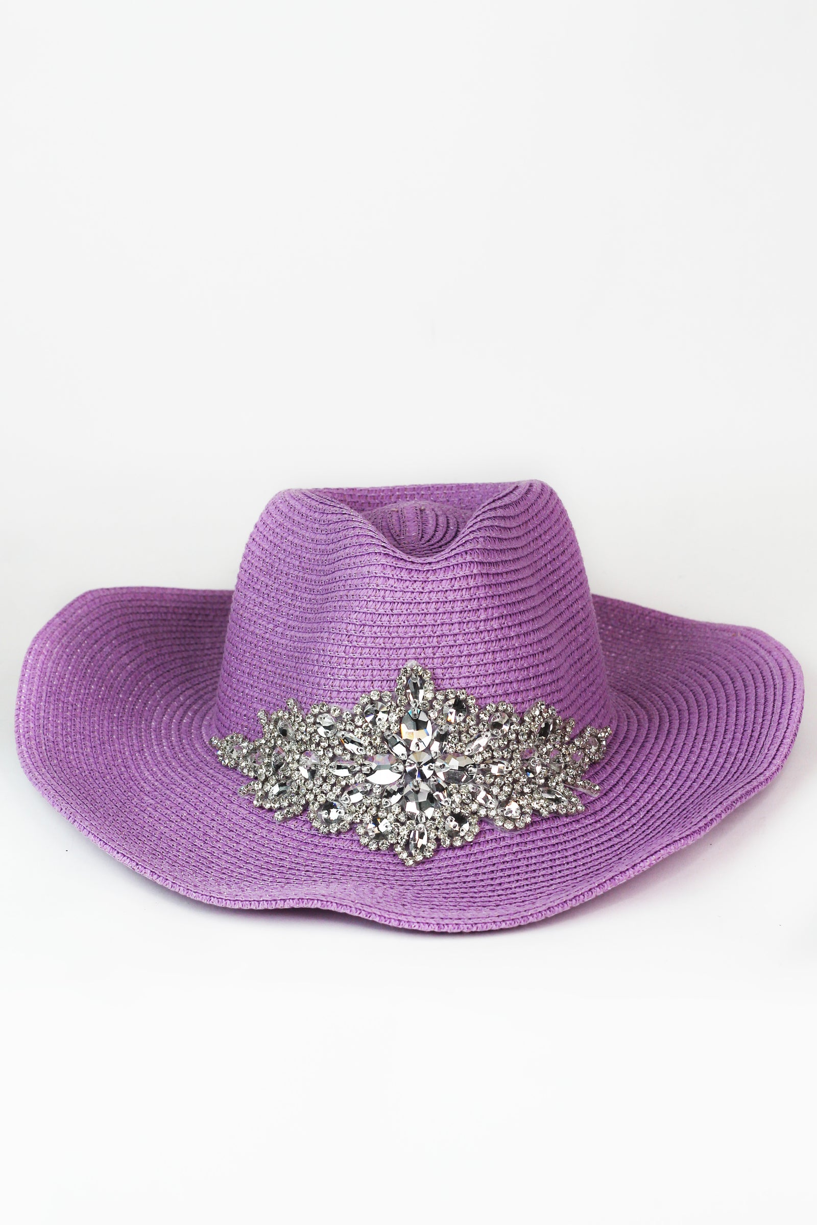 Rhinestone Applique Straw Cowboy Hat