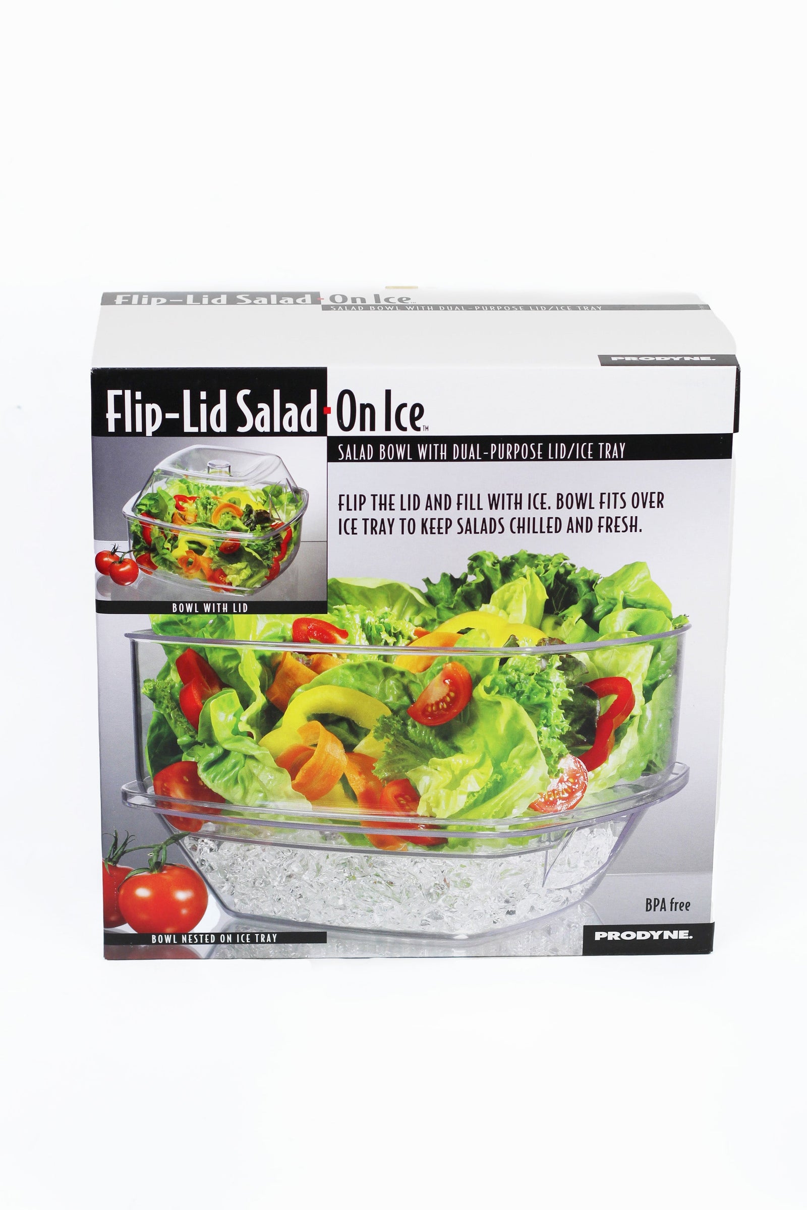"Flip Lid Salad On Ice" Acrylic Salad Bowl & Lid/Ice Tray