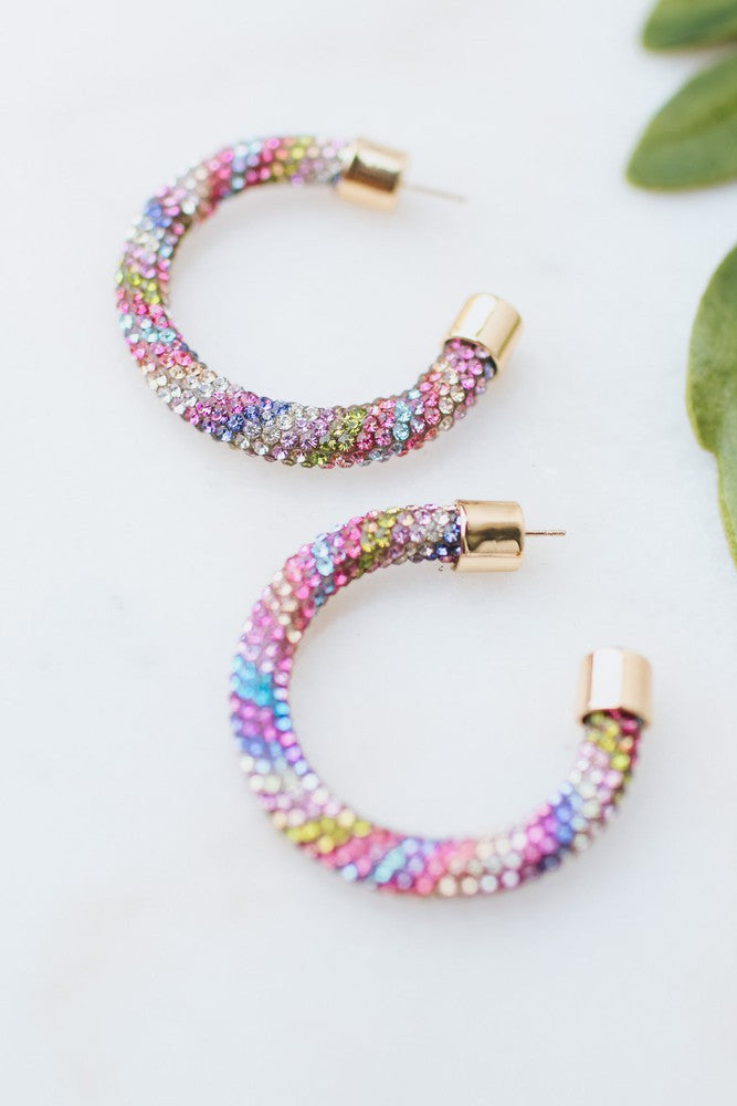 Medium All Rhinestone Hoop