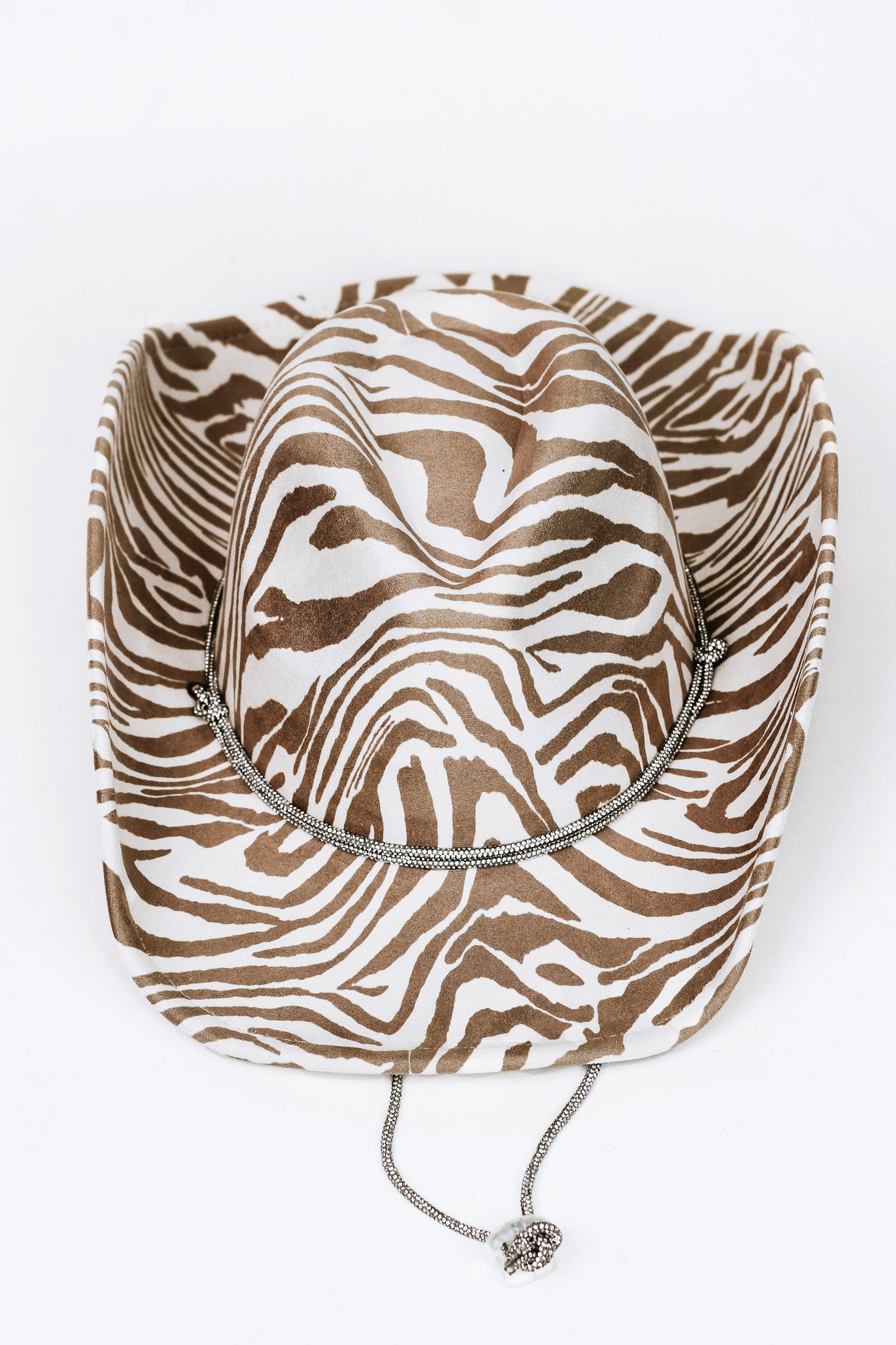 Zebra Print Cowboy Hat w/ Rhinestone String