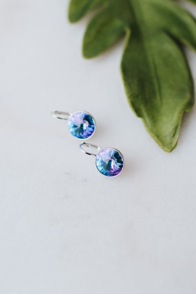 Large Stone Lever Back Silver Earring - Glitz & Ears Boutique