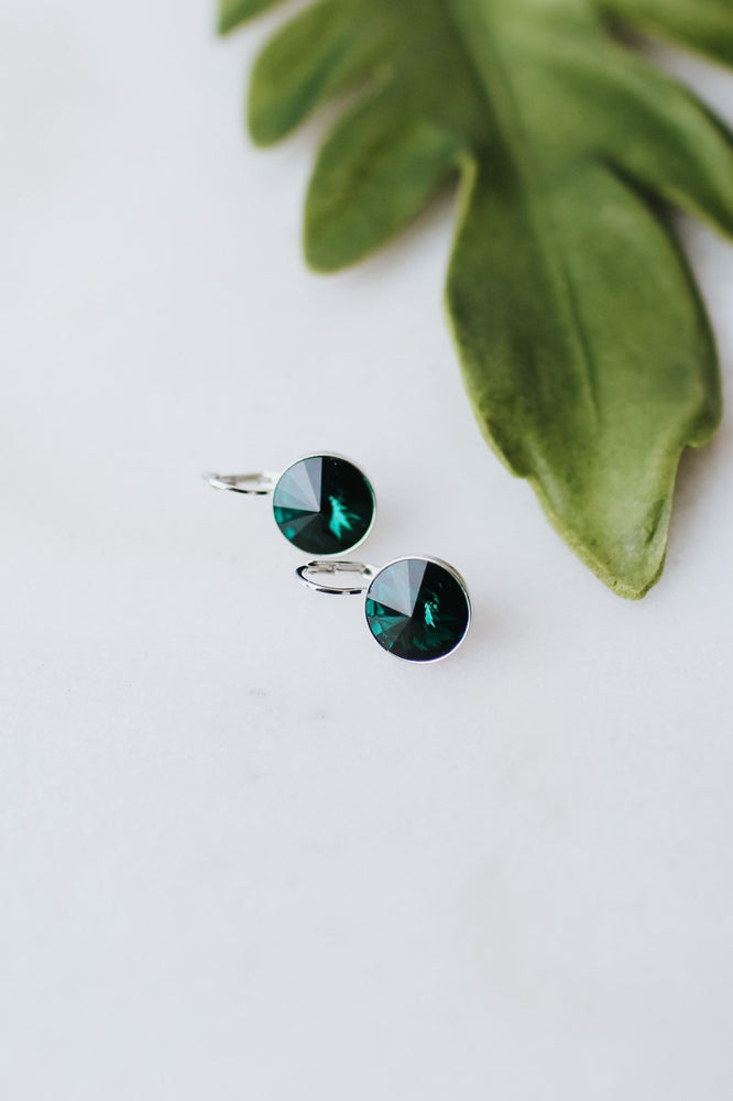 Large Stone Lever Back Silver Earring - Glitz & Ears Boutique