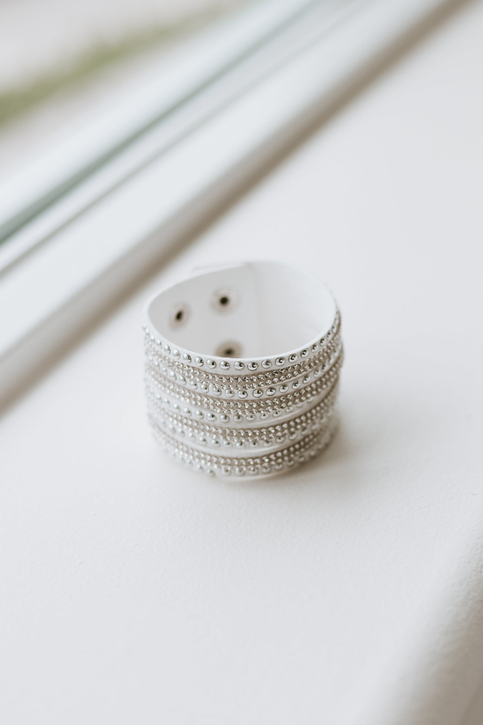 Metal Stud & Rhinestone Fabric Bracelet - Glitz & Ears Boutique