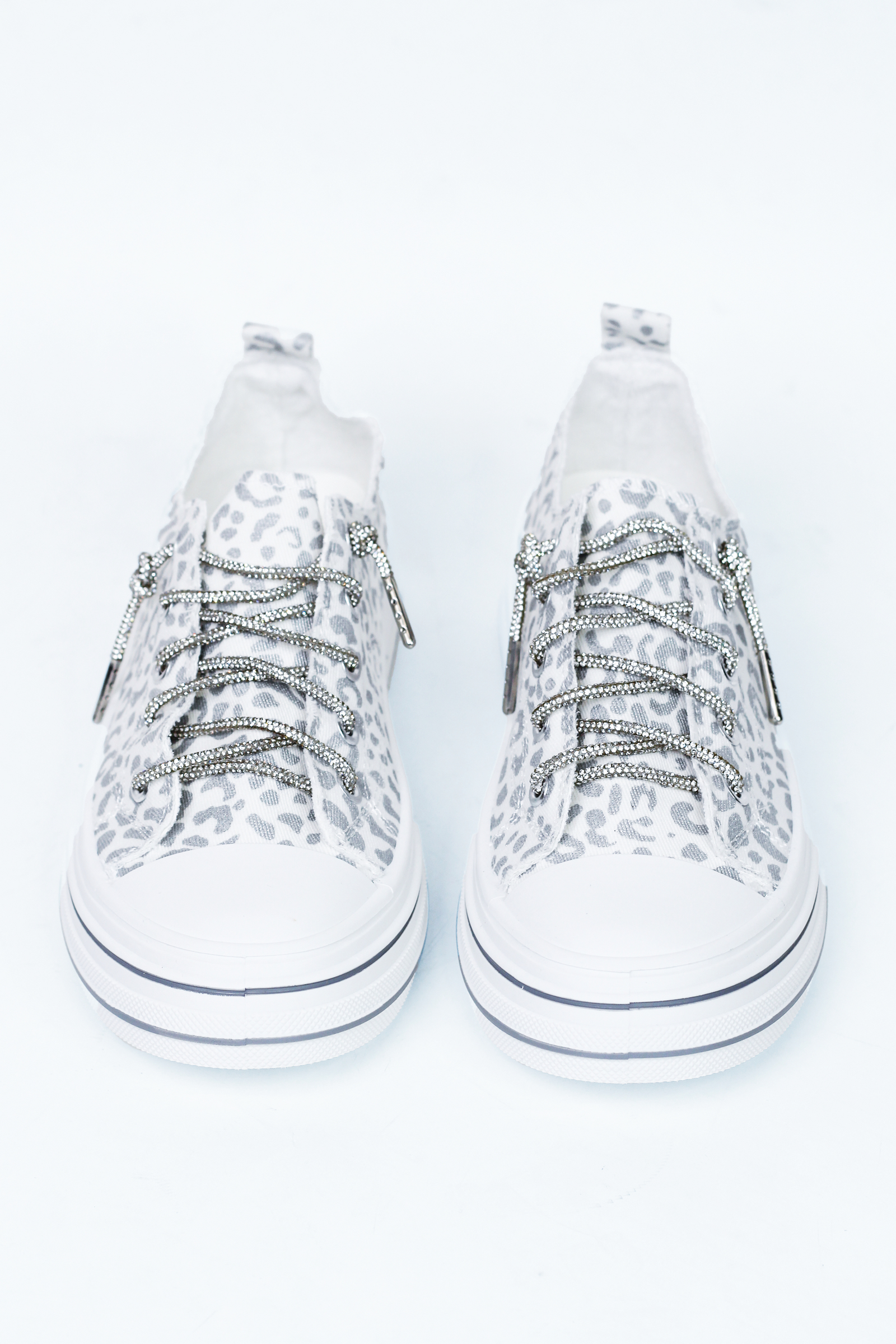 Canvas Sneakers w/ Rhinestone Shoe Laces