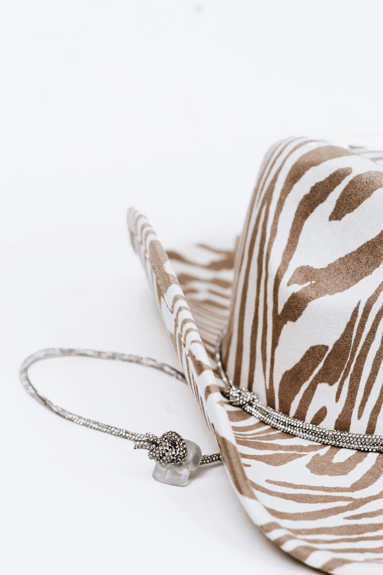 Zebra Print Cowboy Hat w/ Rhinestone String