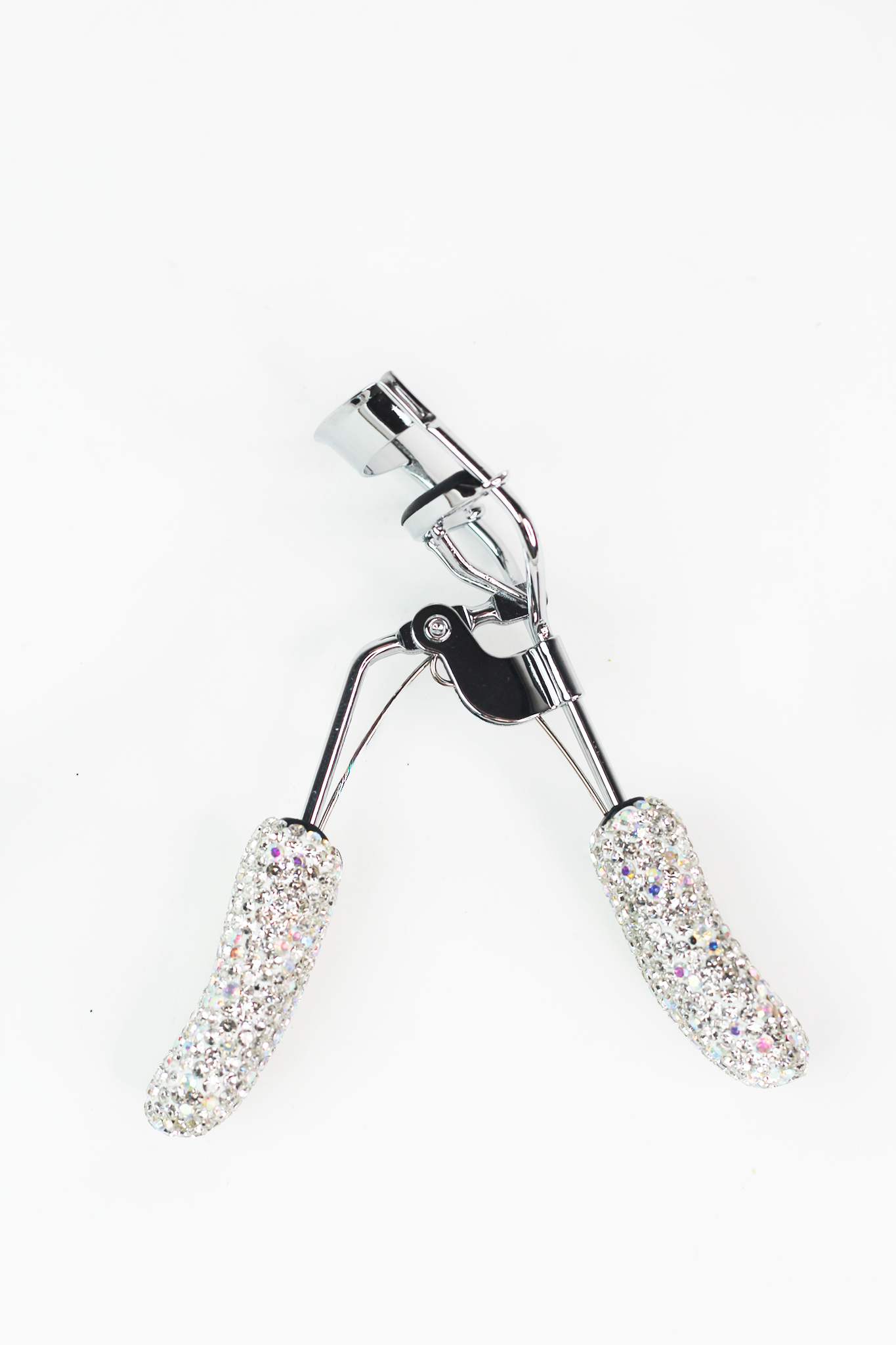 Silver Clamp Rhinestone Handle Eyelash Curler