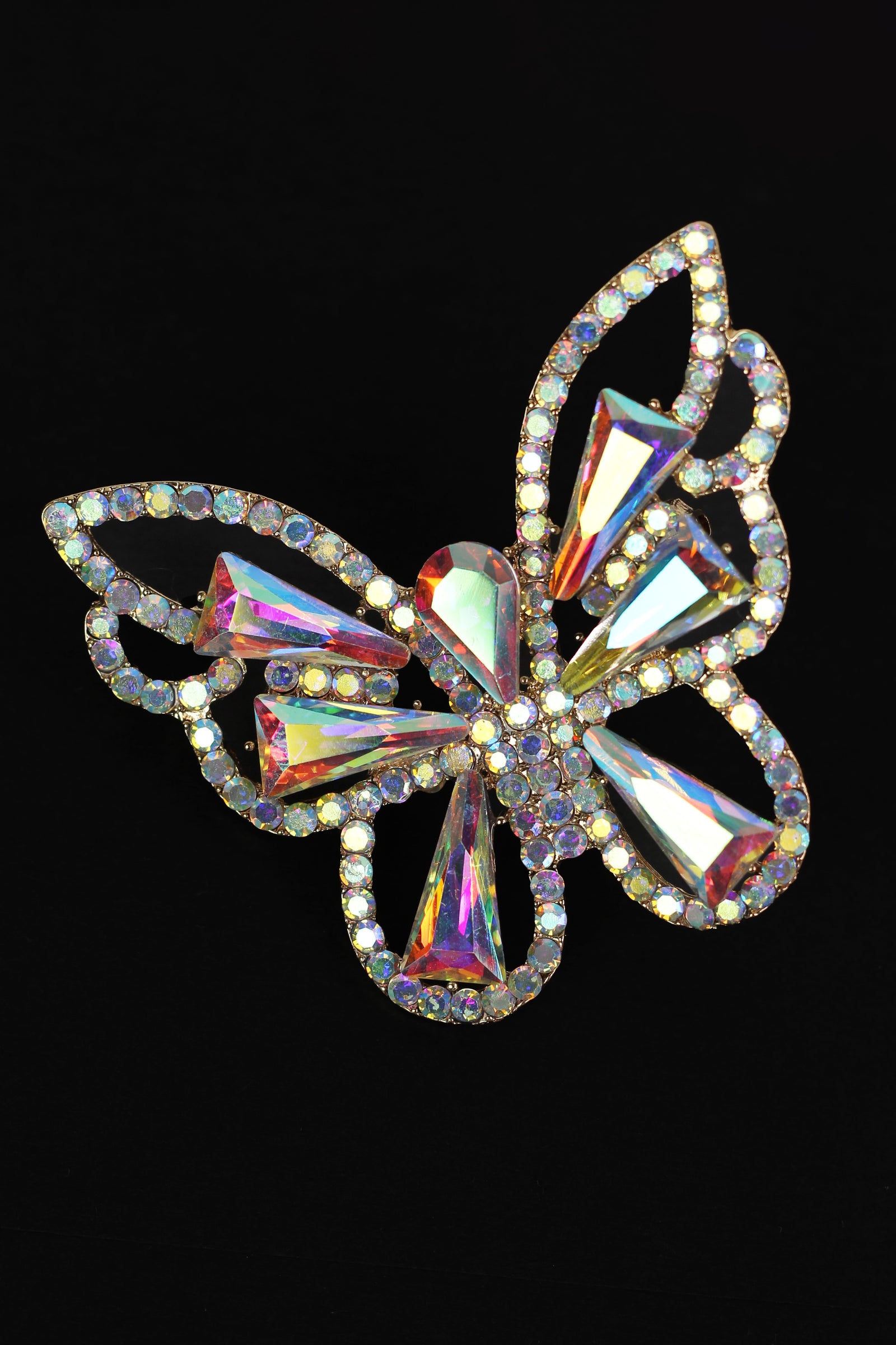 Large Butterfly Triangle Stones Brooch