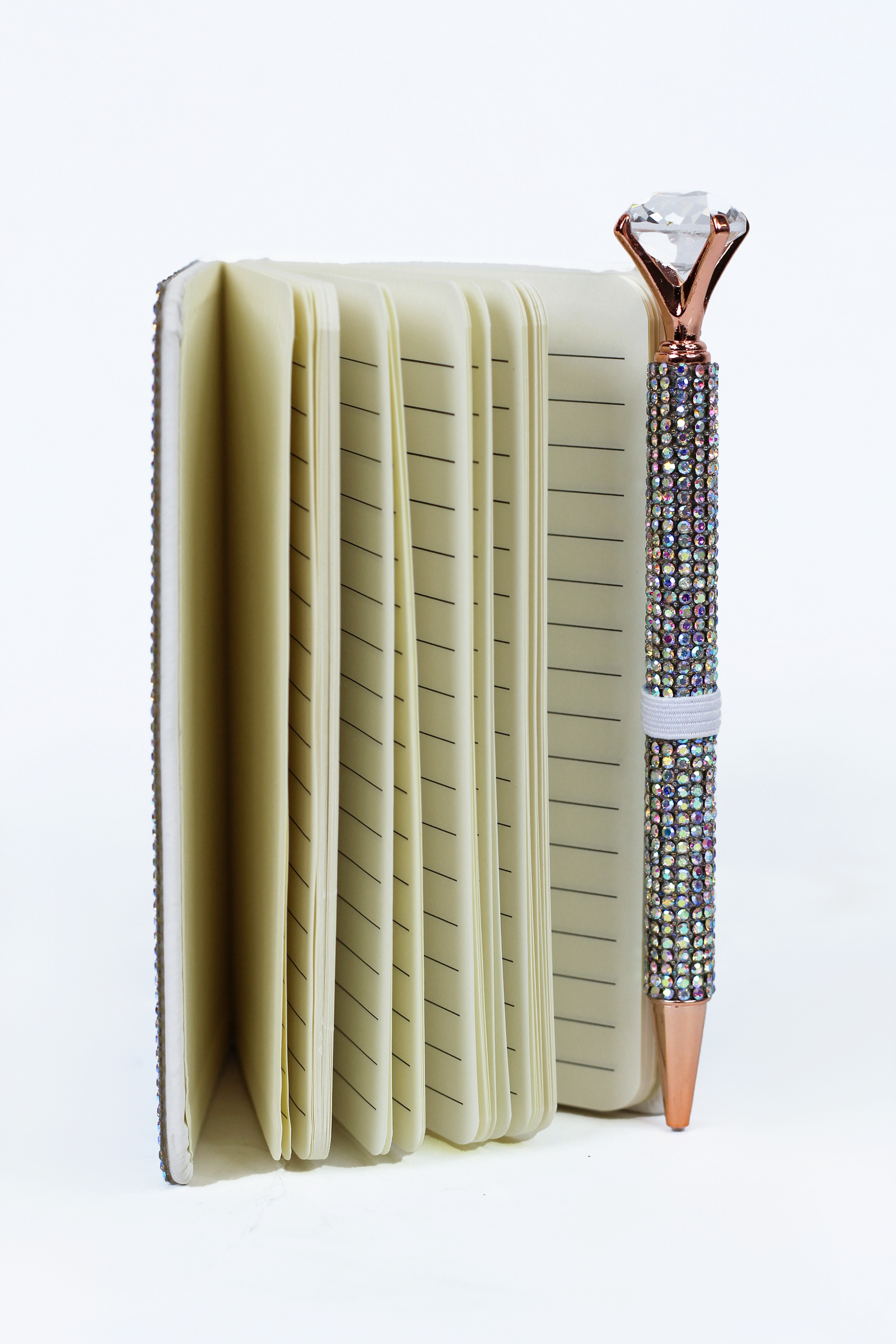 Rhinestone Covered Pocket Notebook & Crystal Pen Set