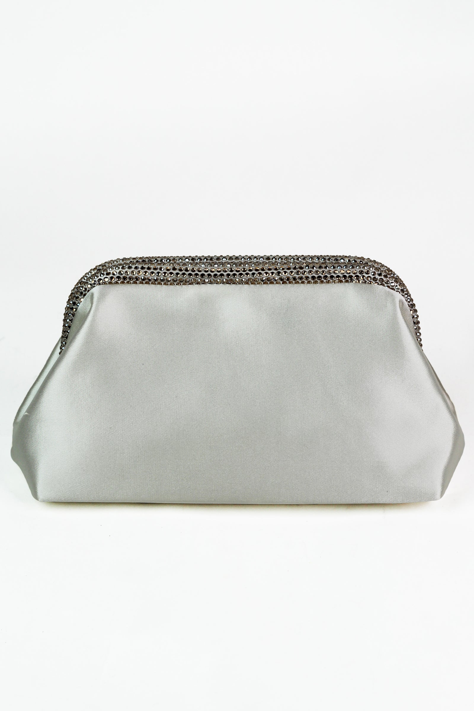 Satin Clutch W/ Rhinestone Edging