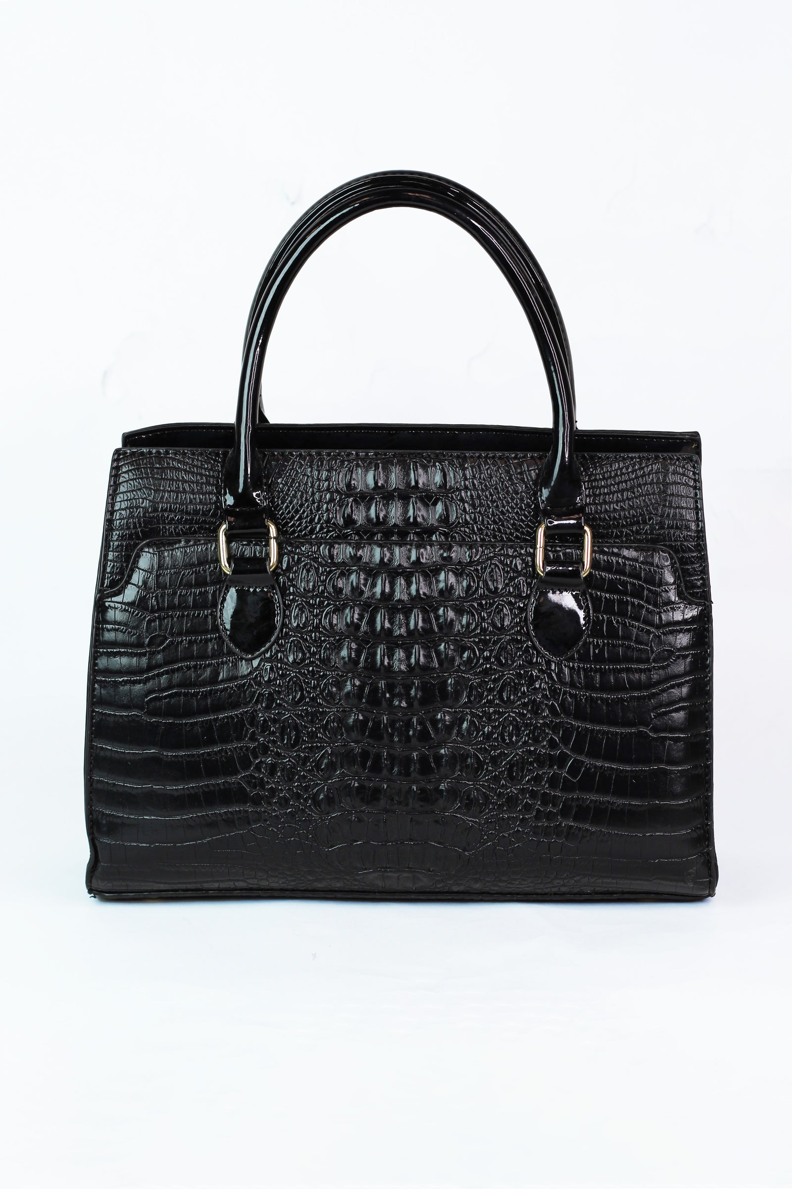 Faux Alligator Handbag w/ Patent Handles