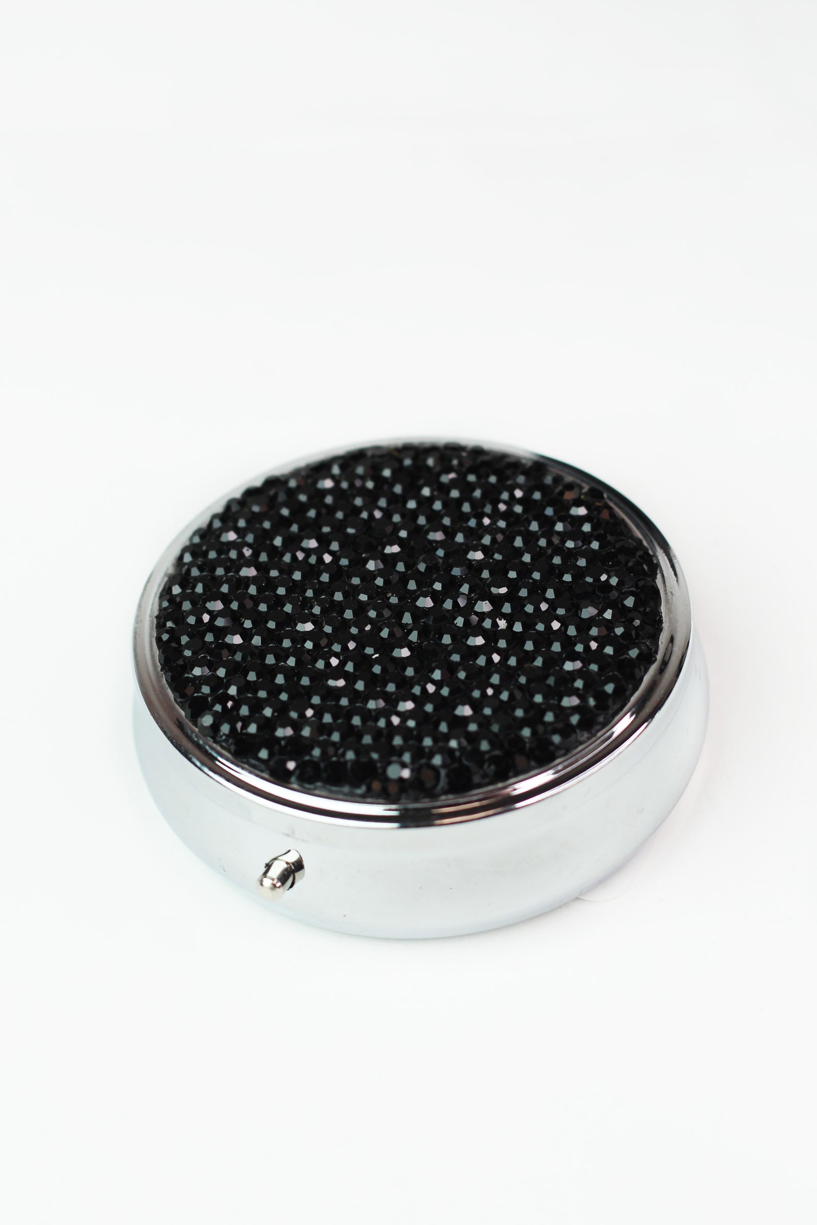 Medium Sized Round Rhinestone Pill Box
