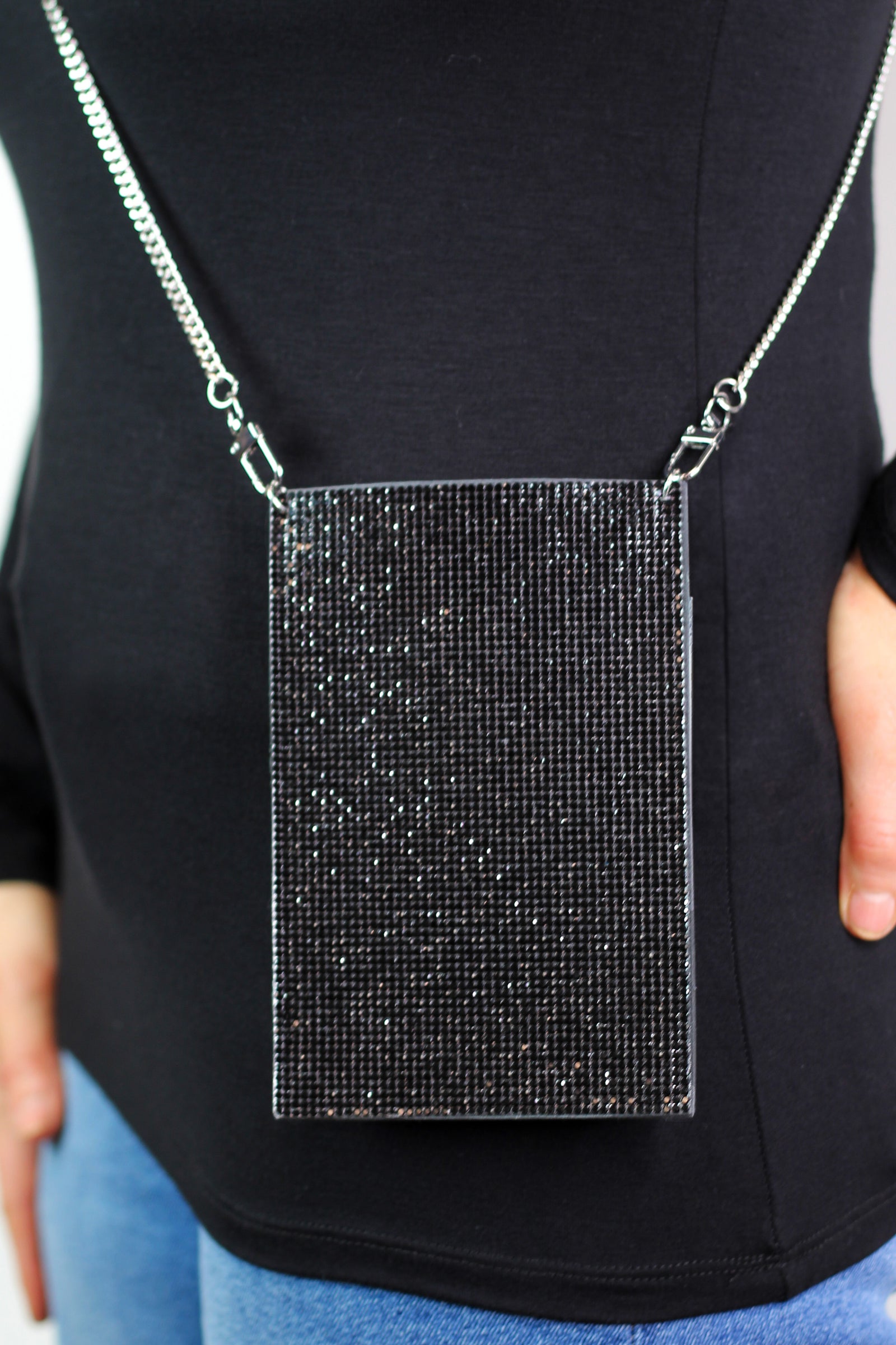 Rhinestone Front Crossbody Pouch