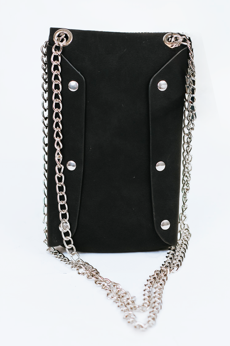 Rhinestone Front Rectangle Crossbody Pouch w/ Flap Closure