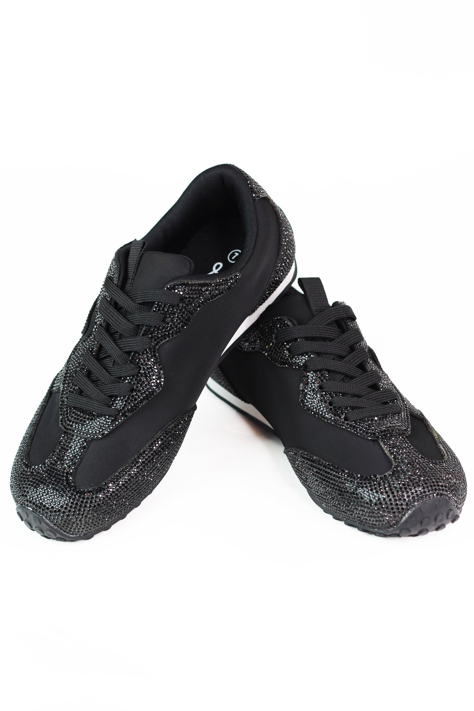 Rhinestone Trimmed Nylon Fabric Sneakers