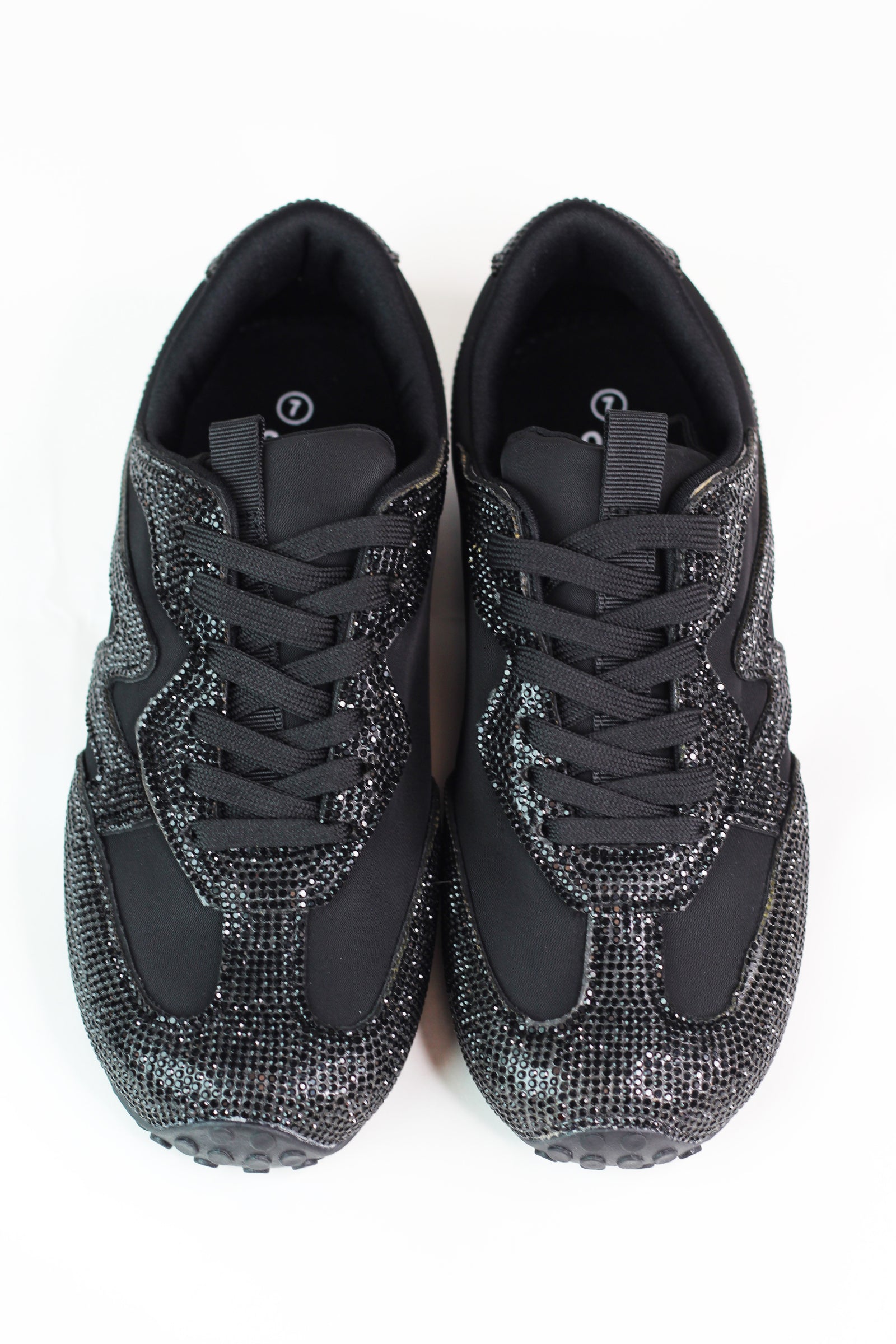Rhinestone Trimmed Nylon Fabric Sneakers