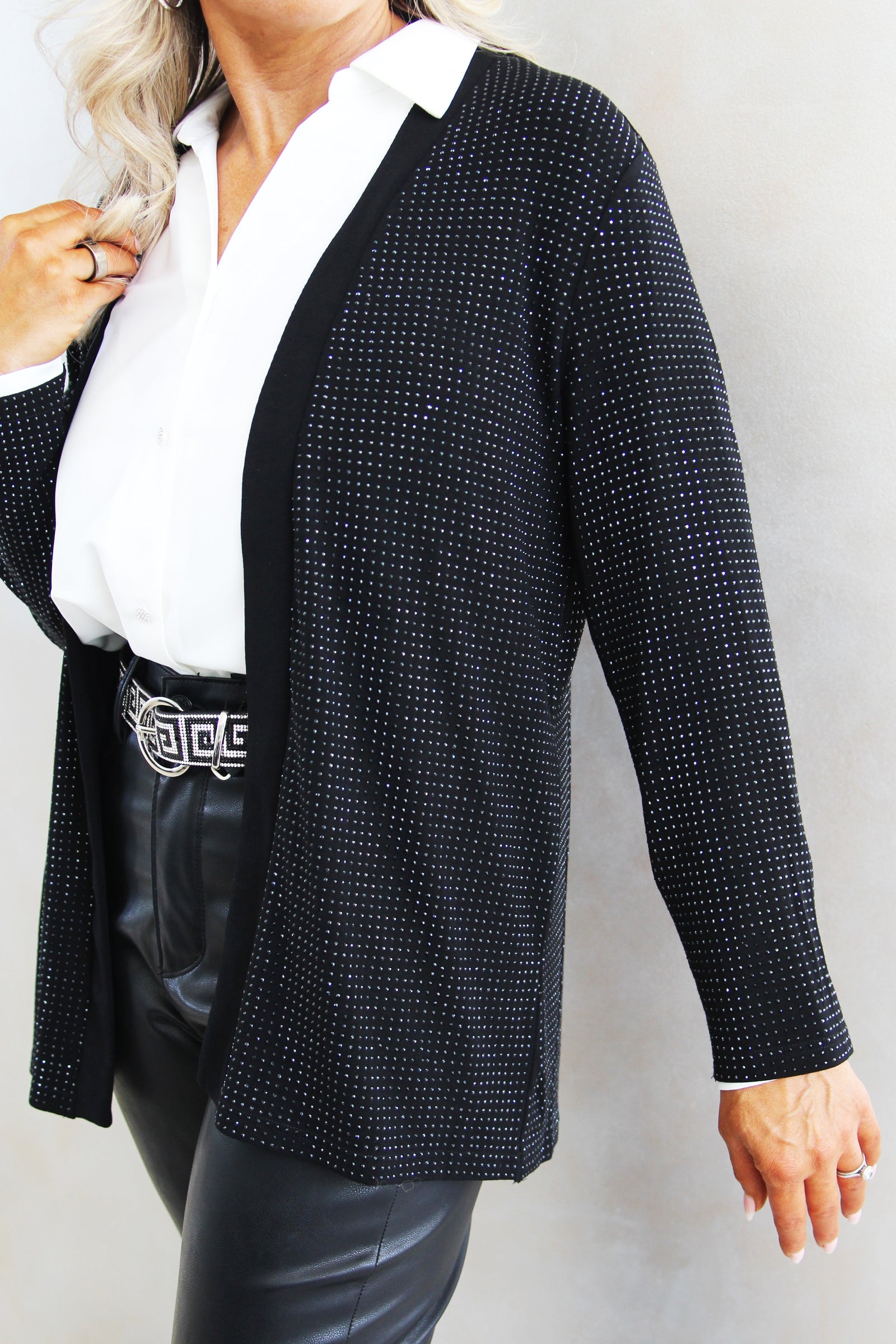 Long Sleeve Rhinestone Knit Cardigan