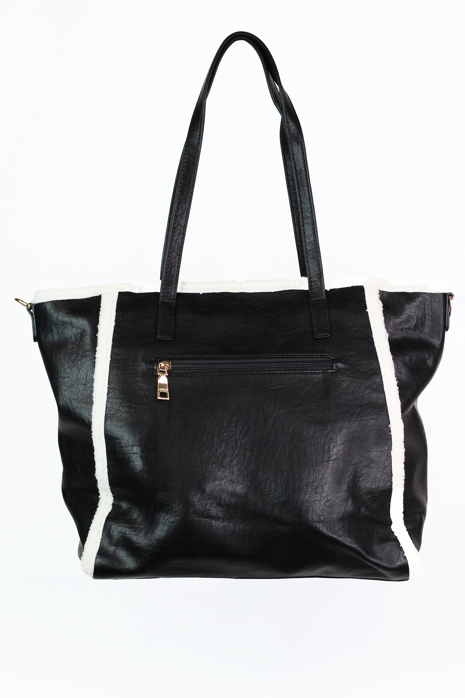 Sherpa Trim Tote w/ Front Pocket