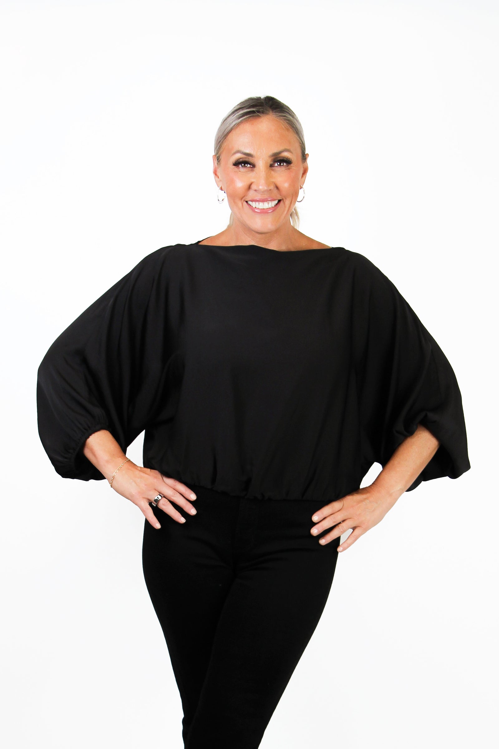 Boat Neck Balloon Sleeve Top