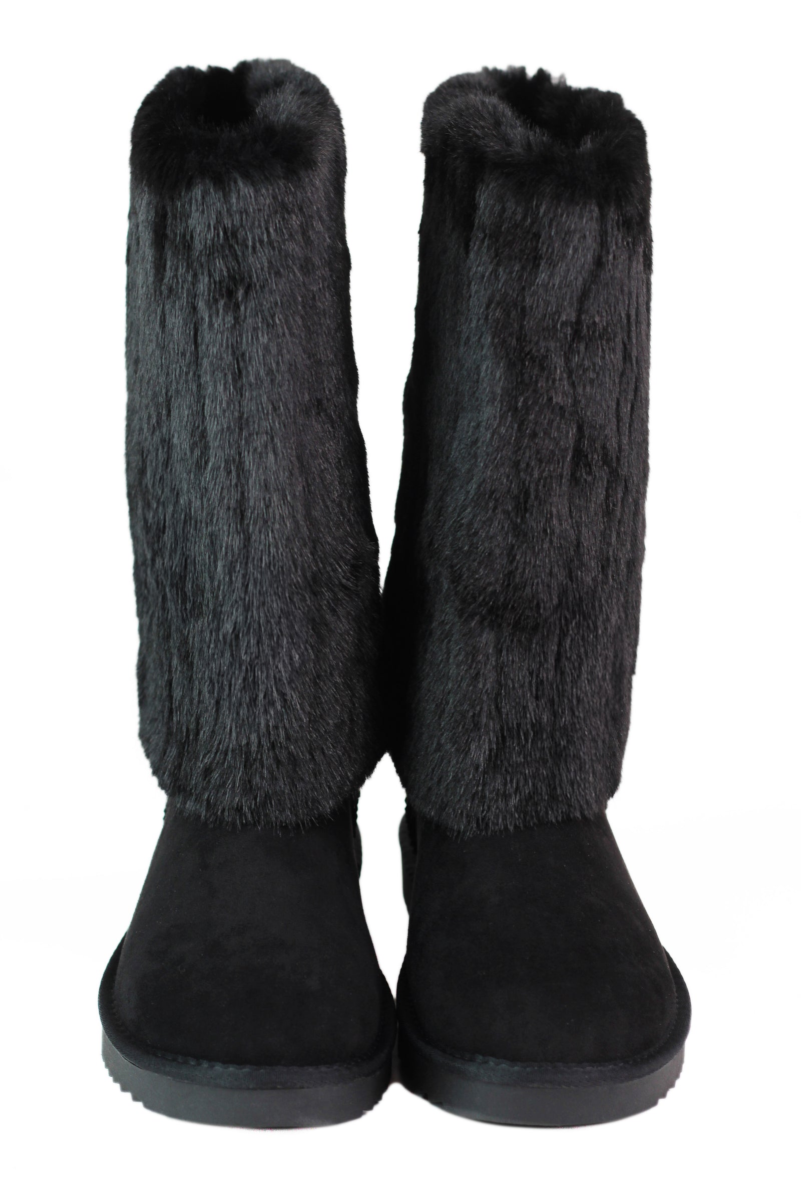 Faux Suede & Faux Fur Mid Calf Boots