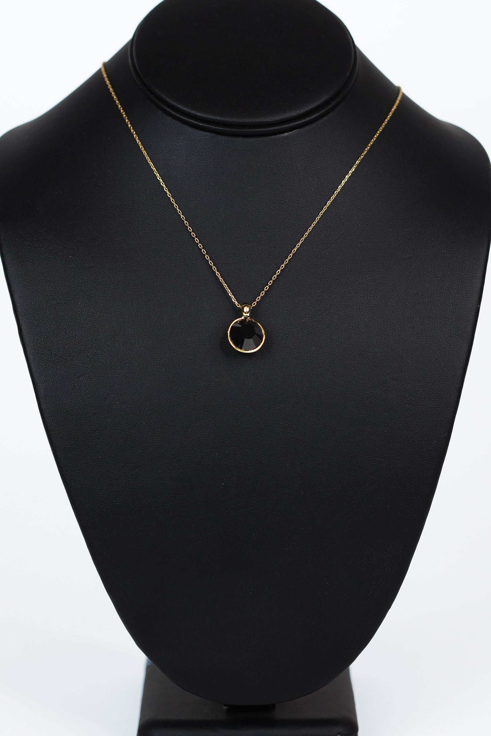 Large Stone Black W/ Gold Chain