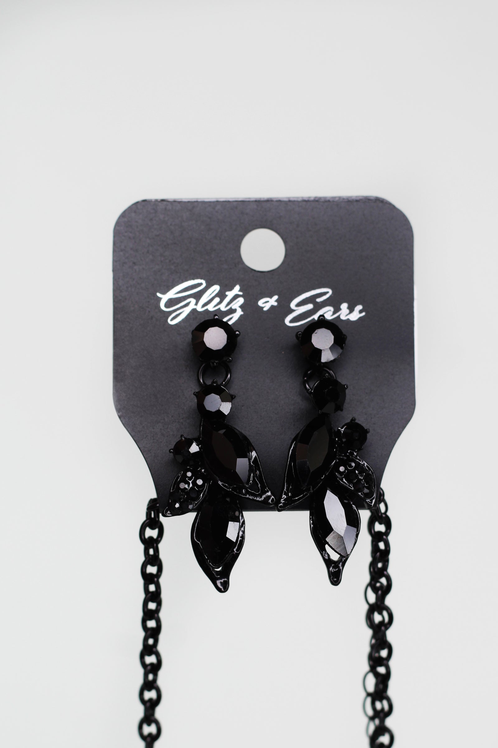 3D Almond Flowers Scatter Stones Scoop Necklace - Glitz & Ears Boutique