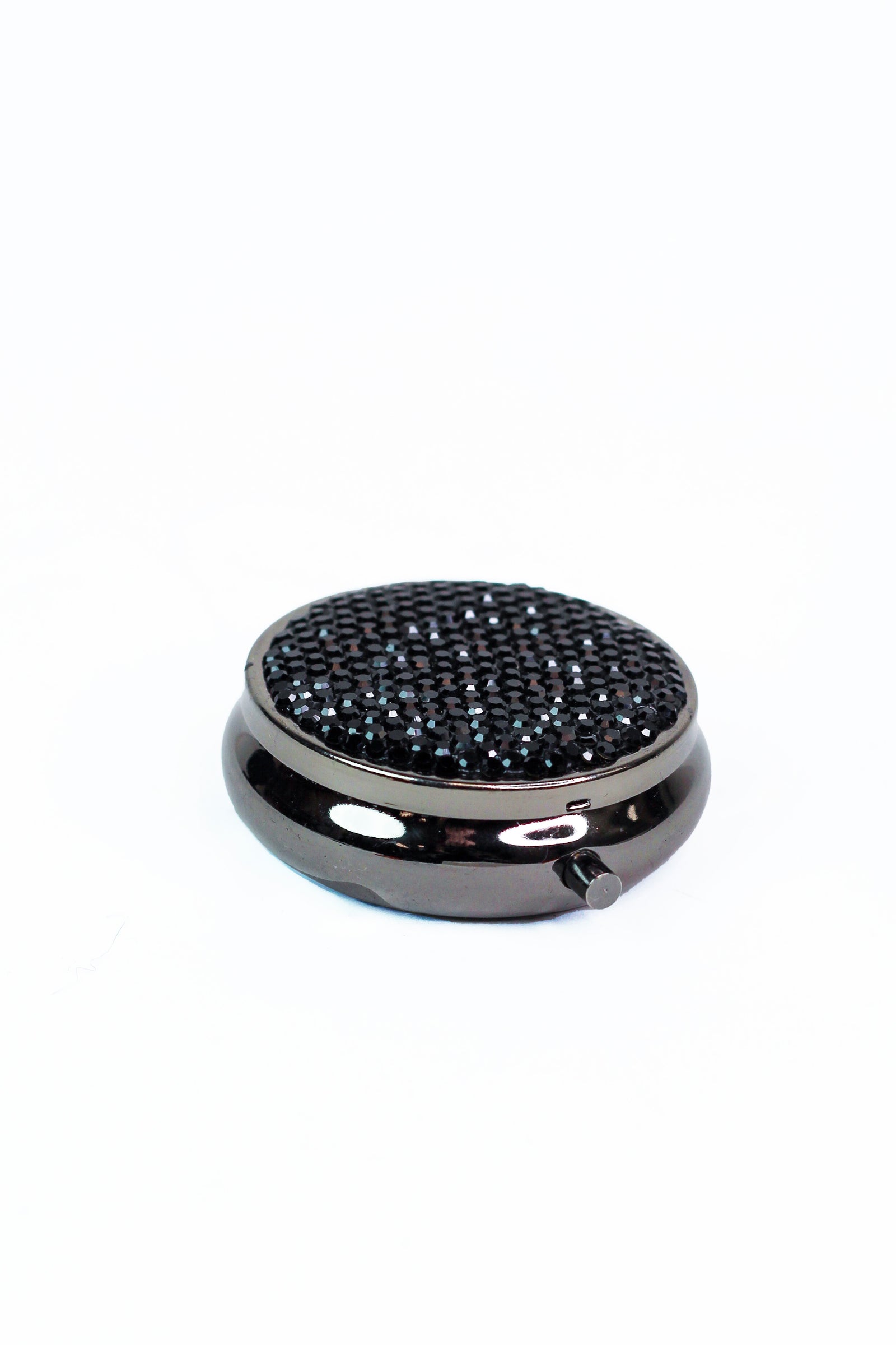 All Rhinestone Top Round Pill Box