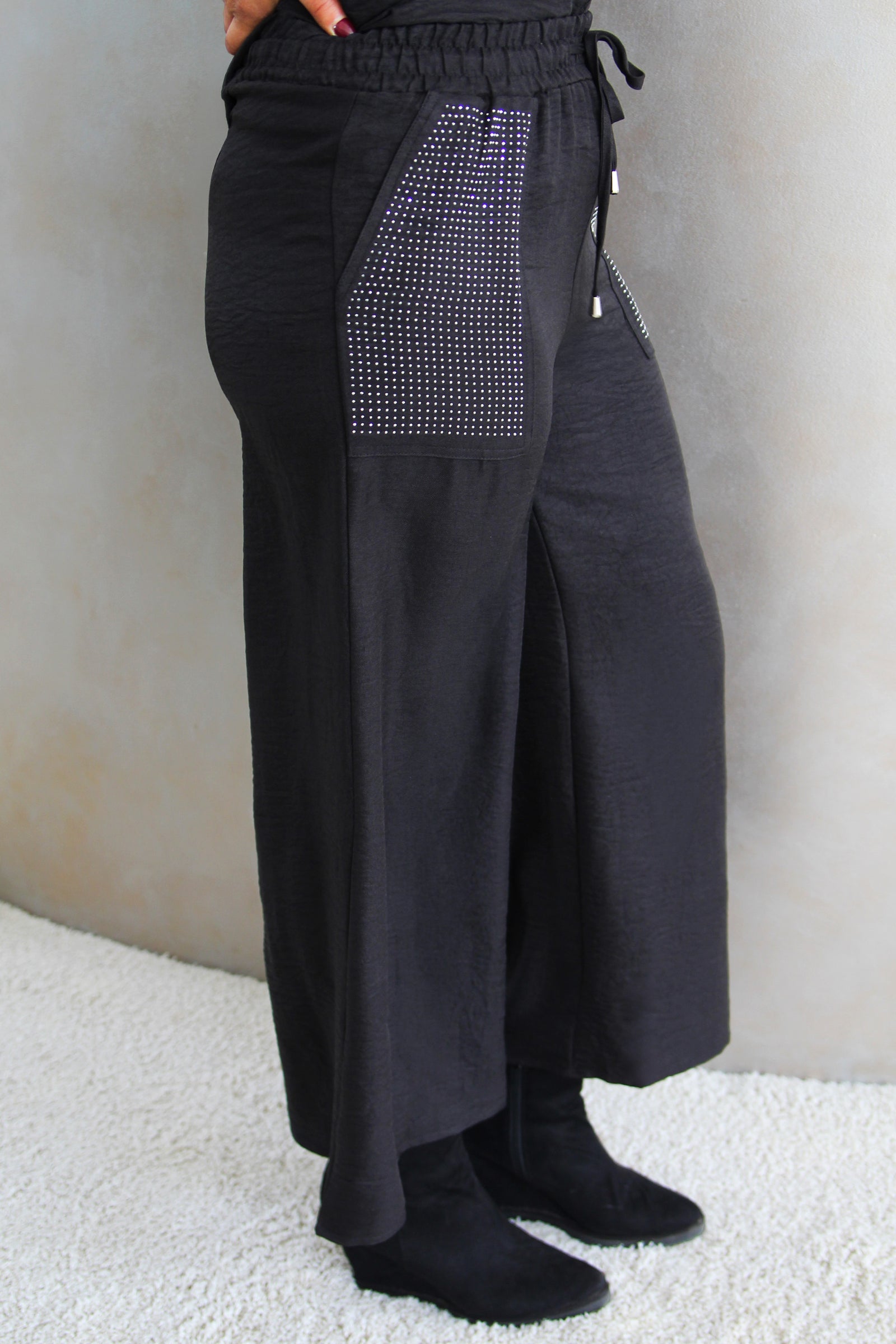 Wide Leg Pants w/ Rhinestone Pockets