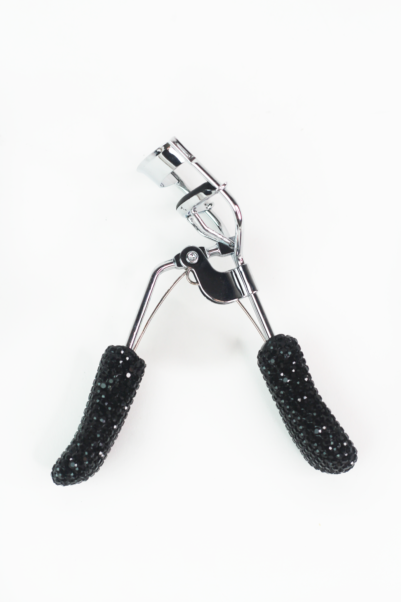 Silver Clamp Rhinestone Handle Eyelash Curler