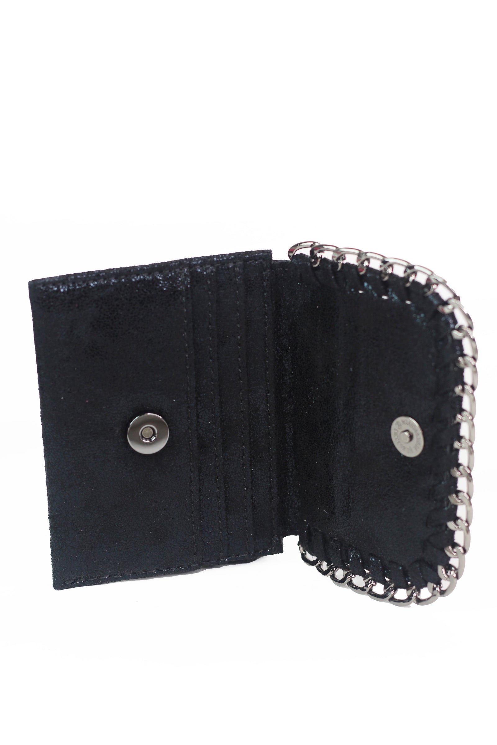Shimmery Card Holder Wallet w/ Chain Trim