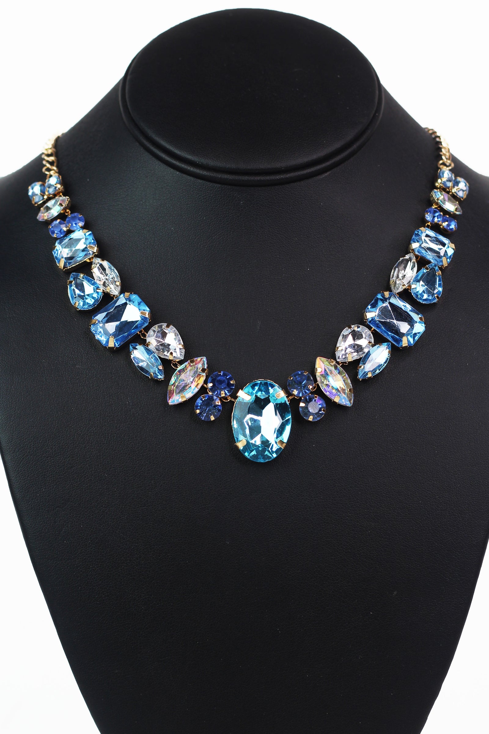Chunky Rhinestone Shapes Statement Necklace