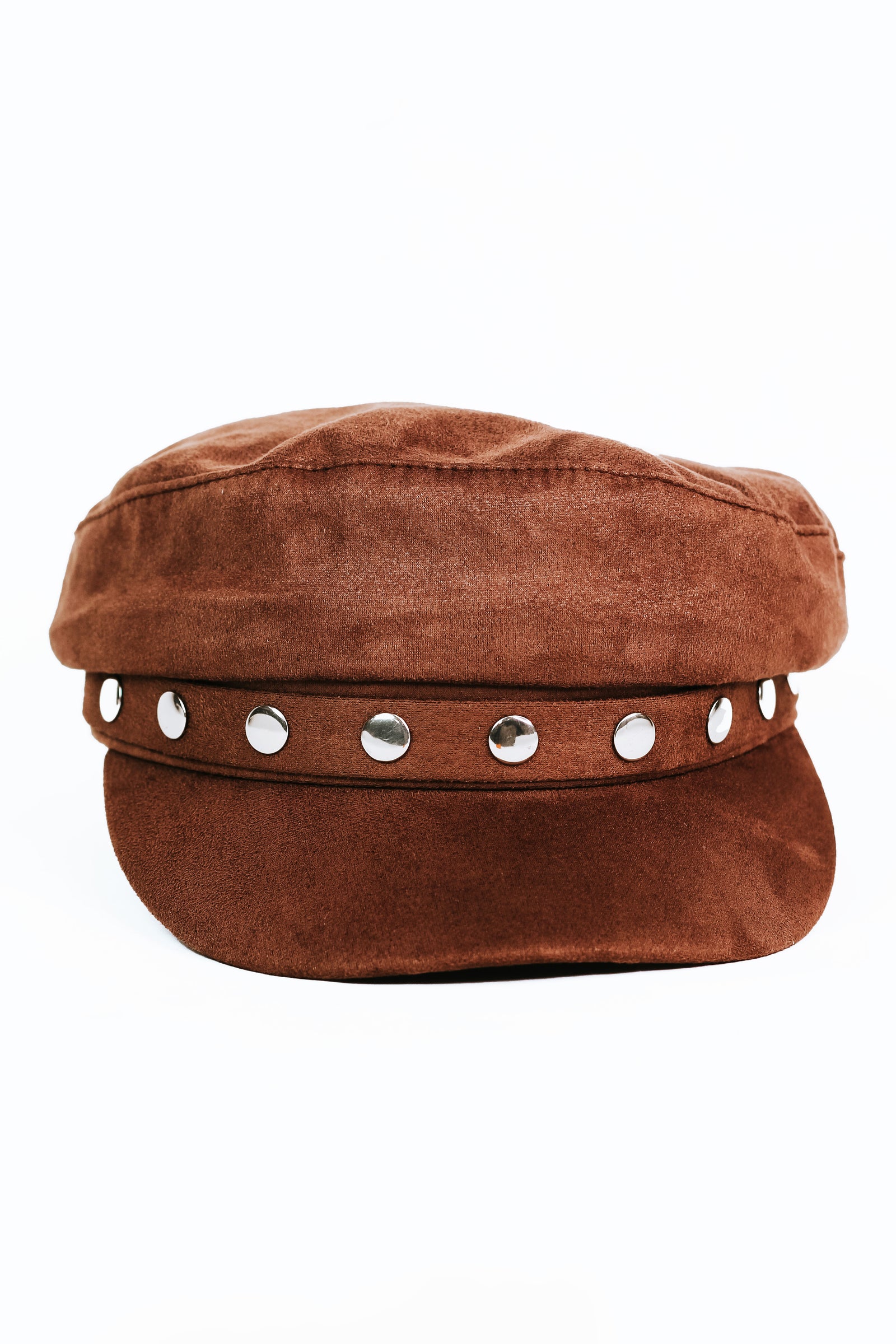 Faux Suede Military Cap w/ Stud Accents
