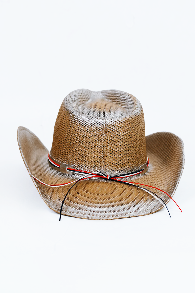 Airbrushed Straw Cowboy Hat w/ Rhinestone Star Accents