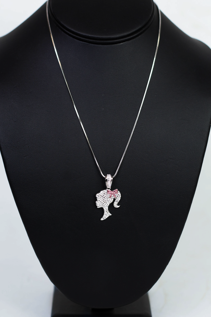 Rhinestone Barbie Silhouette Necklace - Glitz & Ears Boutique