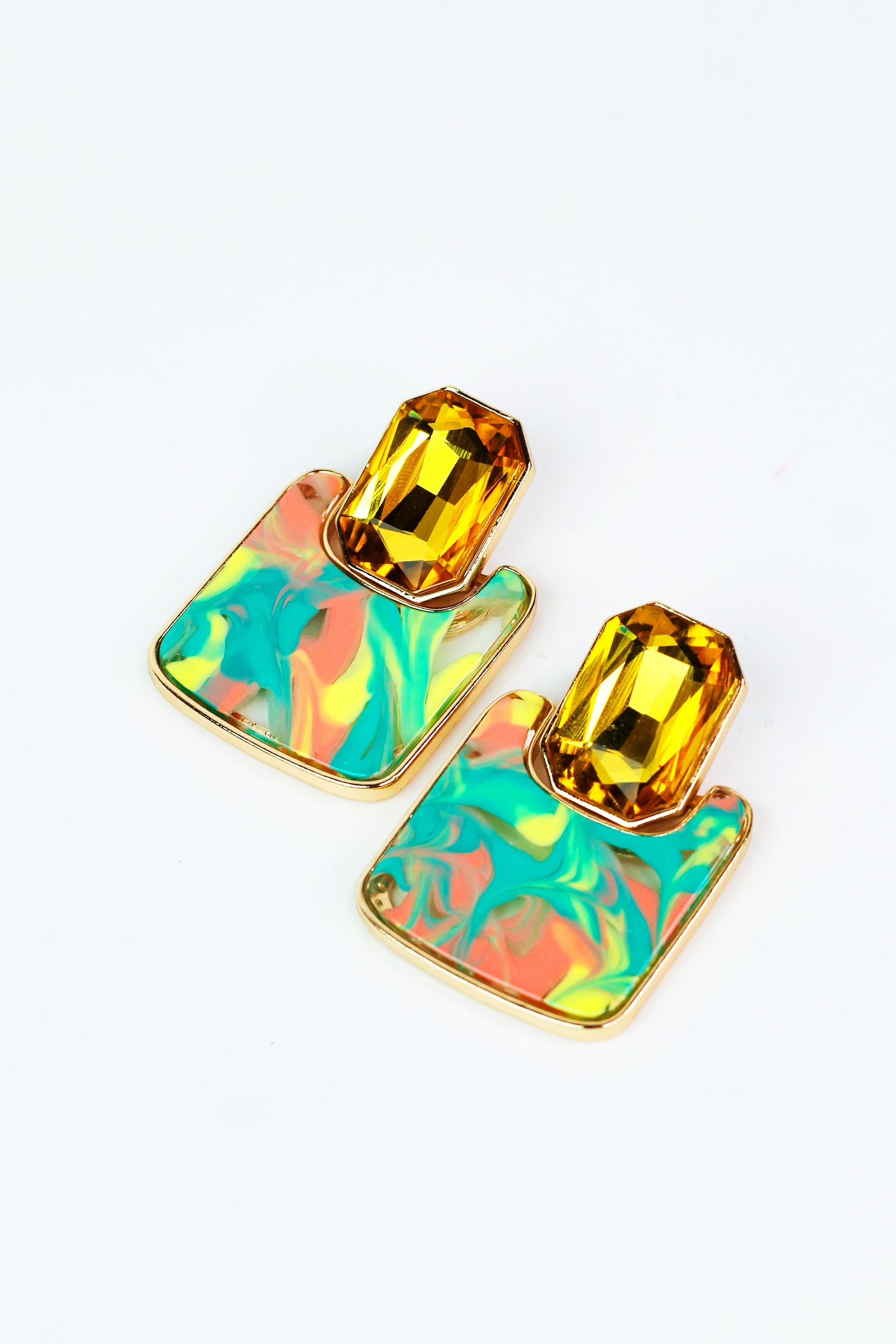 Large Fashion Rhinestone Stud w/ Dangle Plate Design - Glitz & Ears Boutique