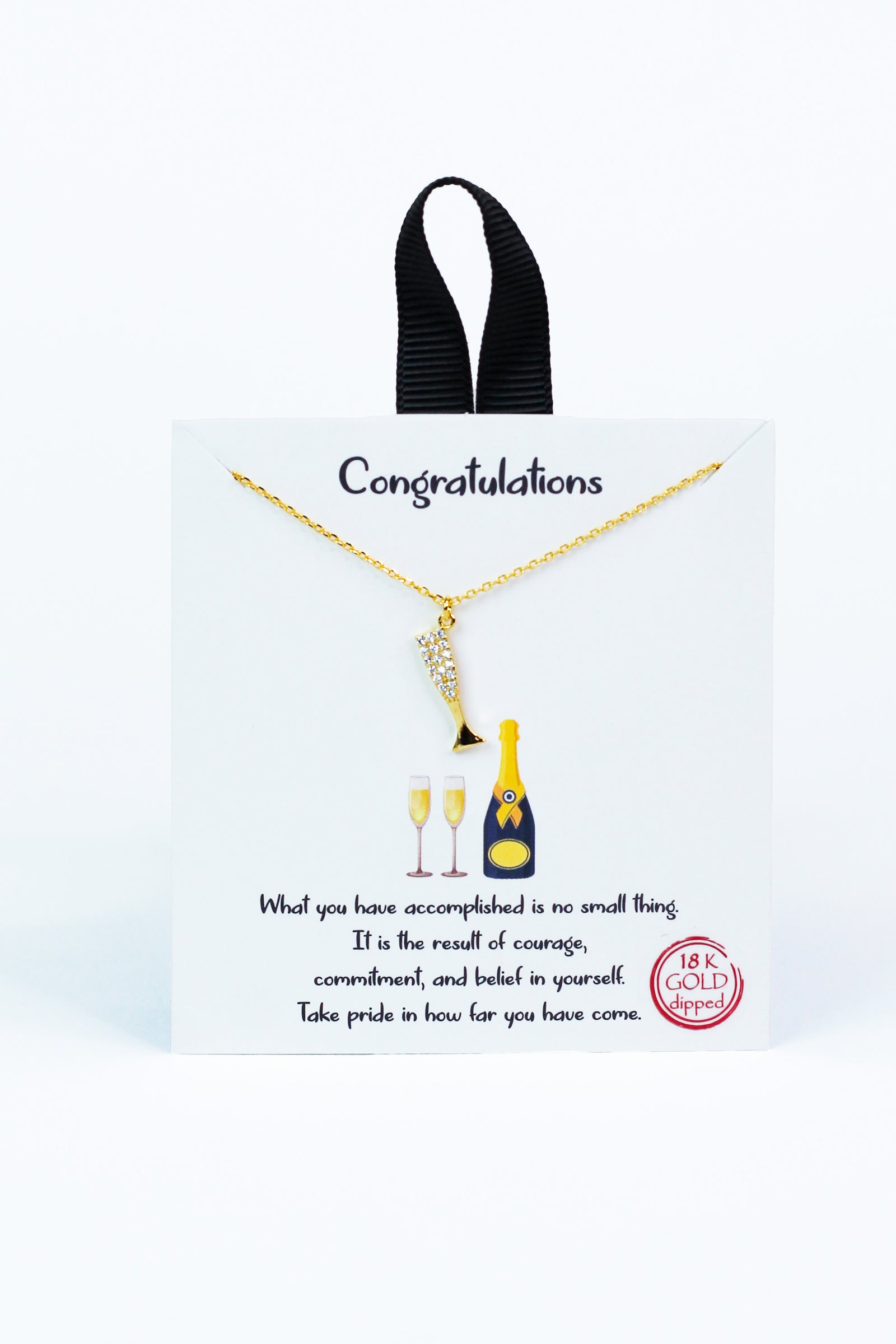 Pave Champagne Flute Dainty Chain Necklace