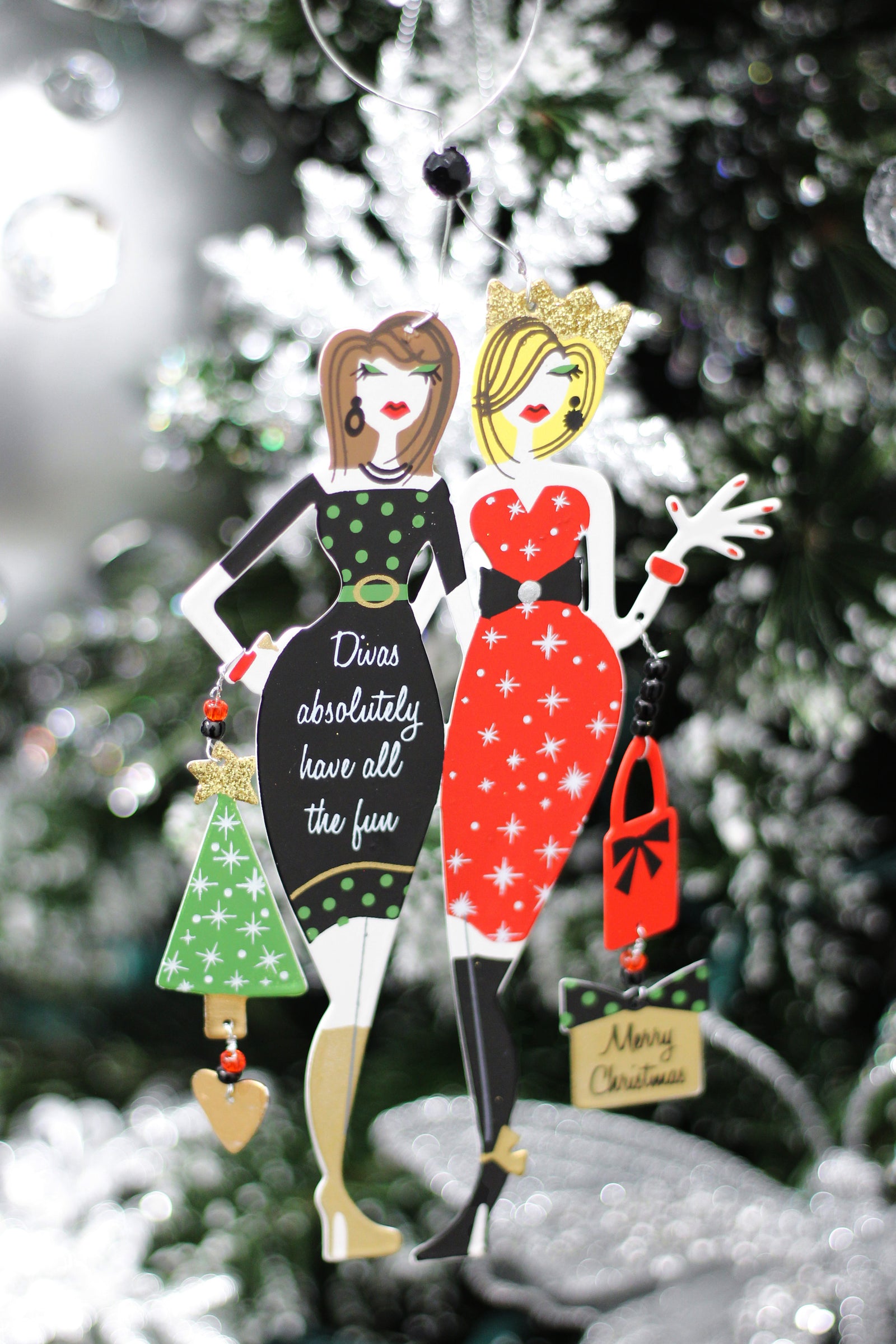 "Divas Fun" Divas Metal Christmas Ornament