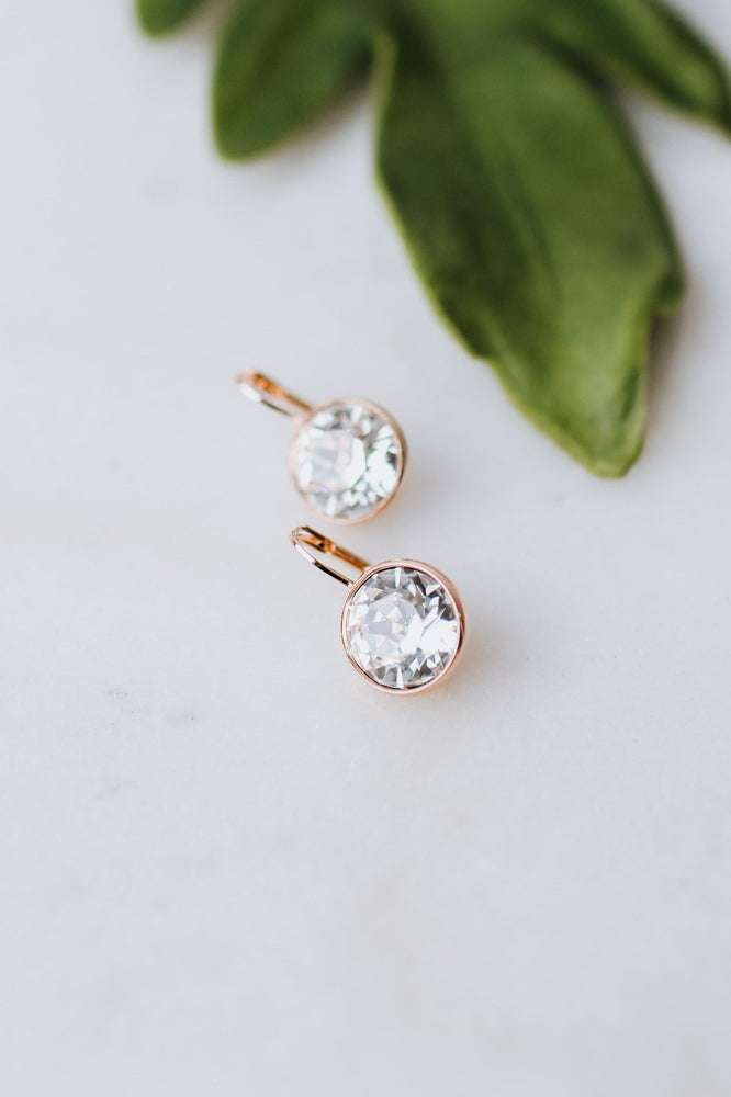 Large Stone Lever Back Silver Earring - Glitz & Ears Boutique