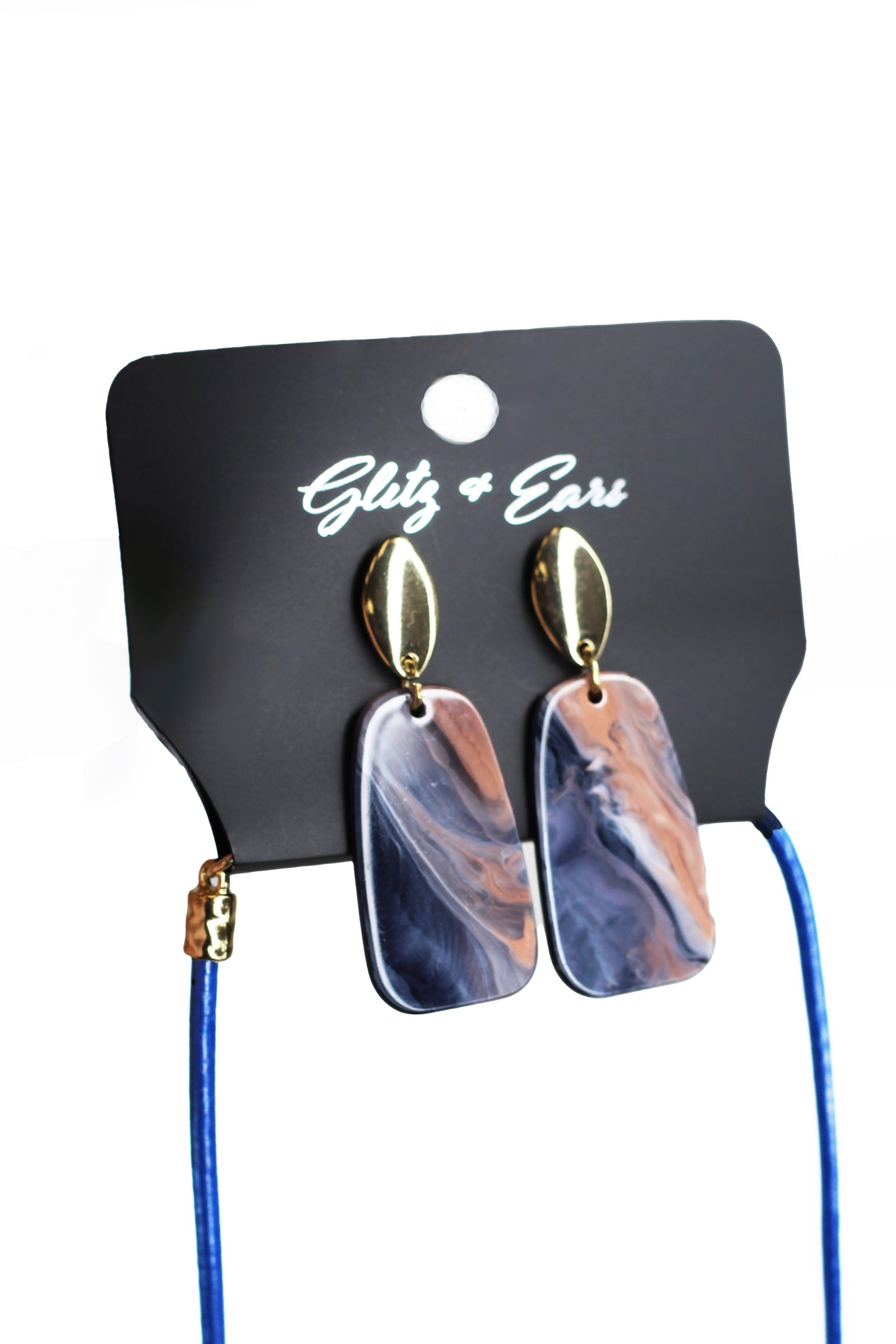 Metal & Epoxy Rectangles Statement Necklace w/ Gemstone Accents