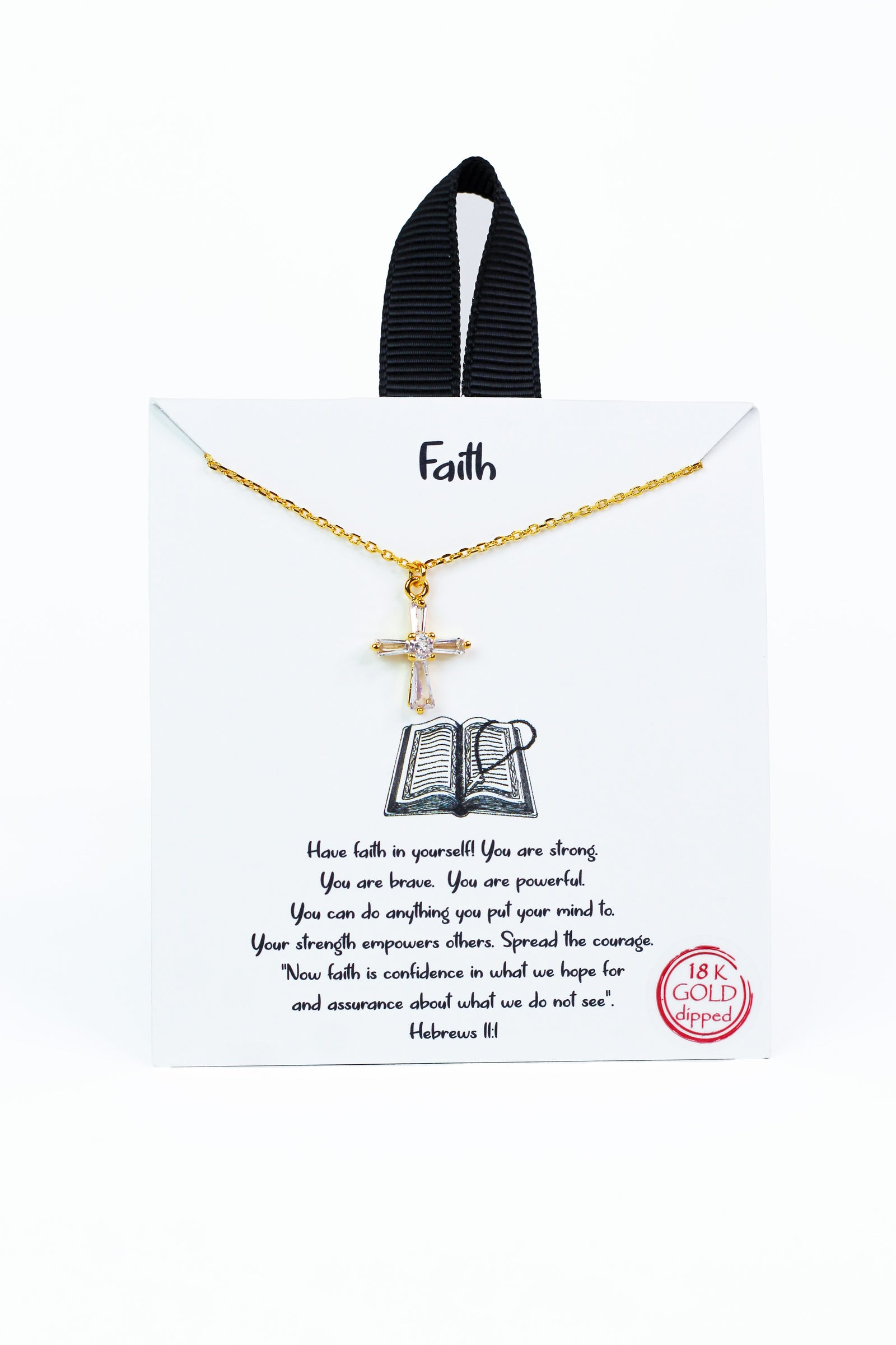 Baguette Rhinestone Dainty Cross Necklace