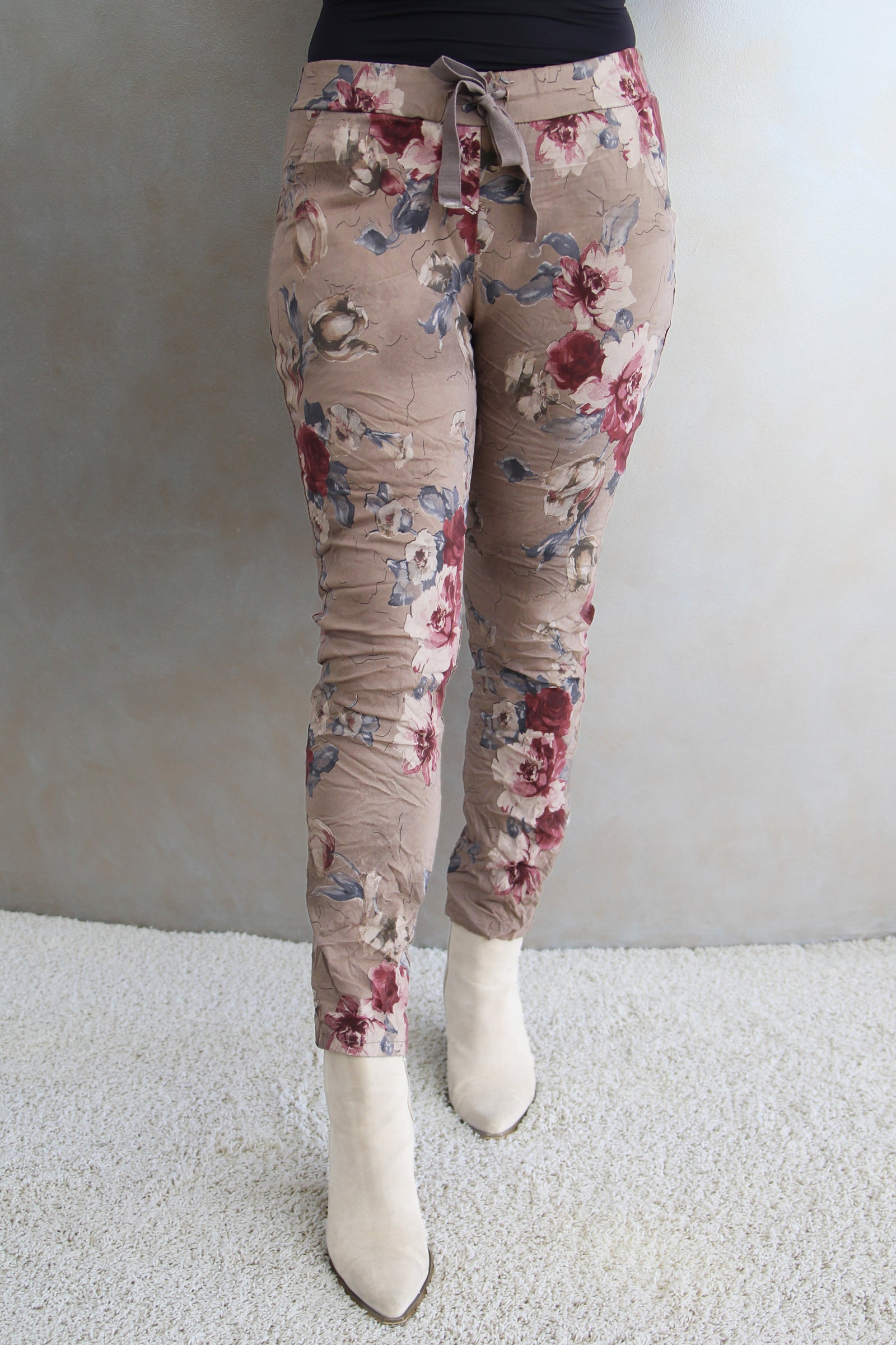 Floral Print Crinkle Joggers