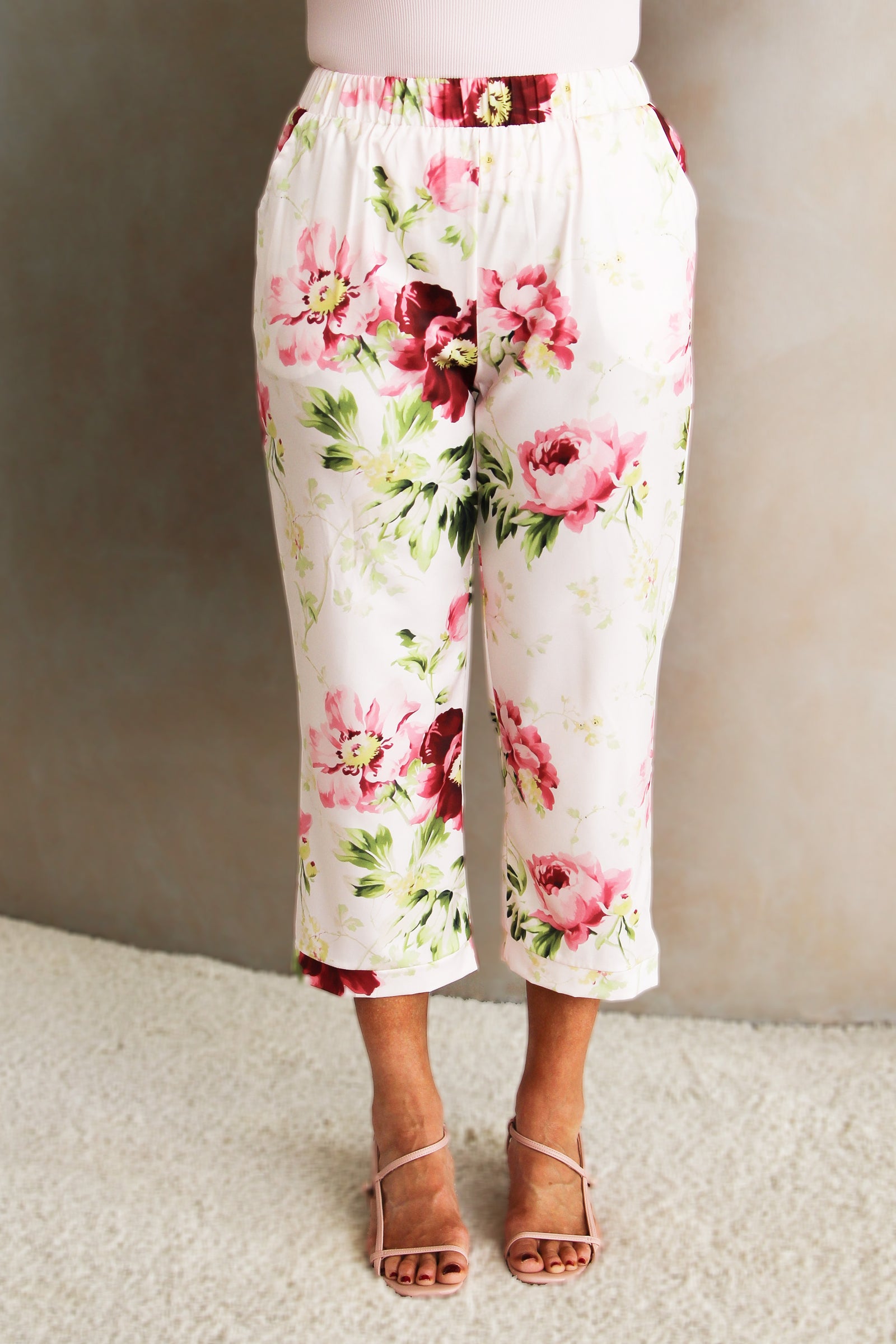 Cuffed Floral Print Pants