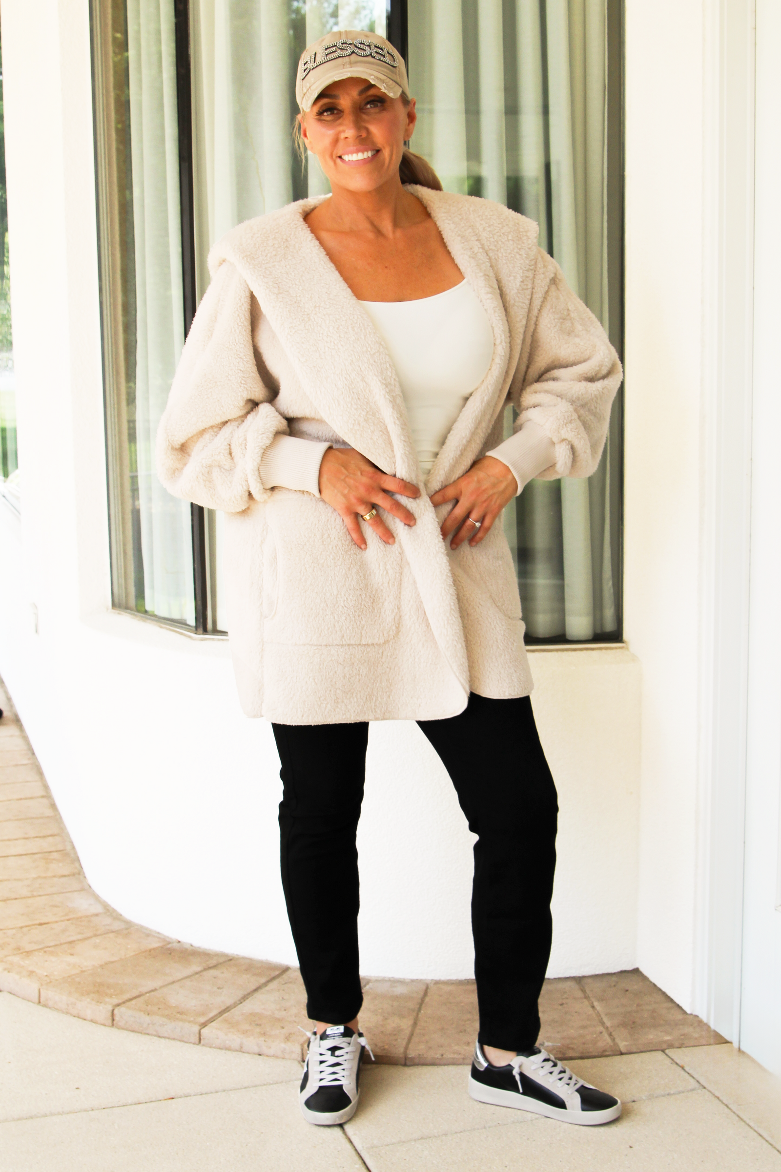 Furry Hooded Open Jacket