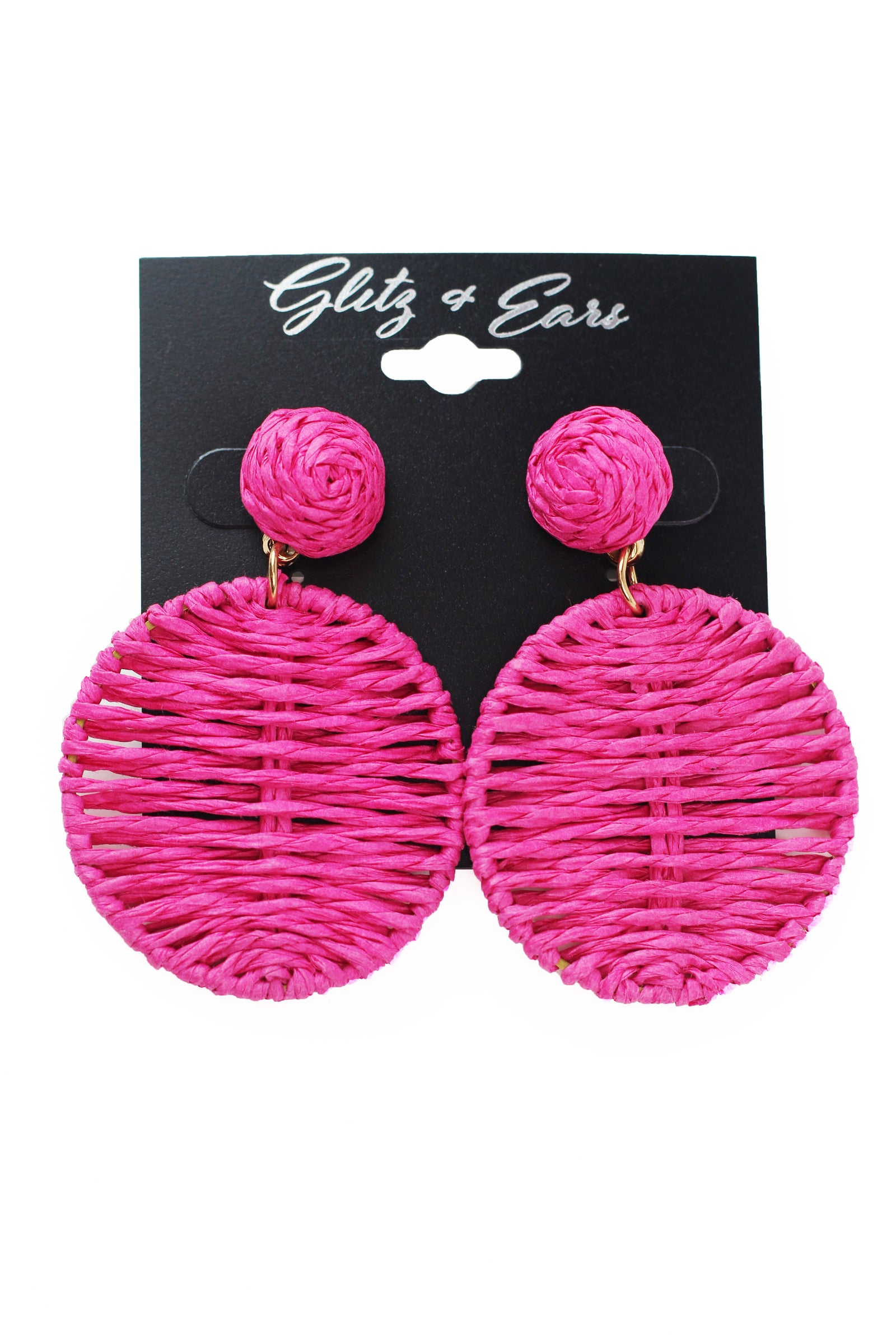 Raffia Knot & Dangling Circle Earrings