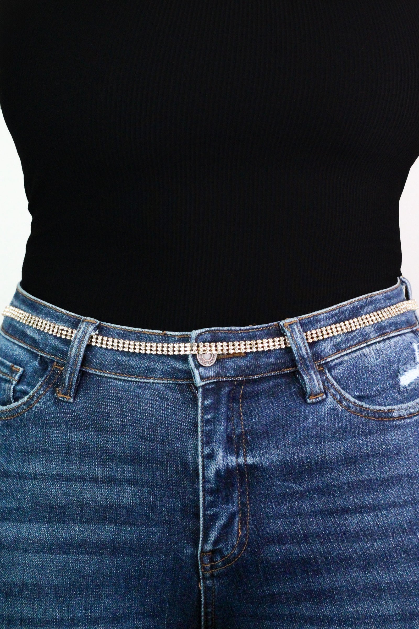 3 Row Rhinestone Chain Belt